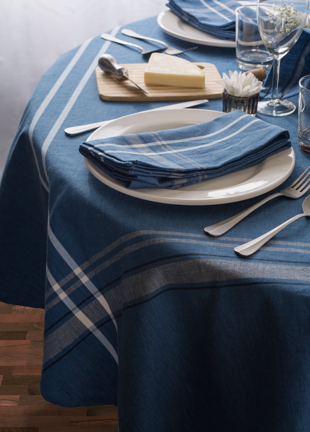 DII Blue French Chambray Tablecloth