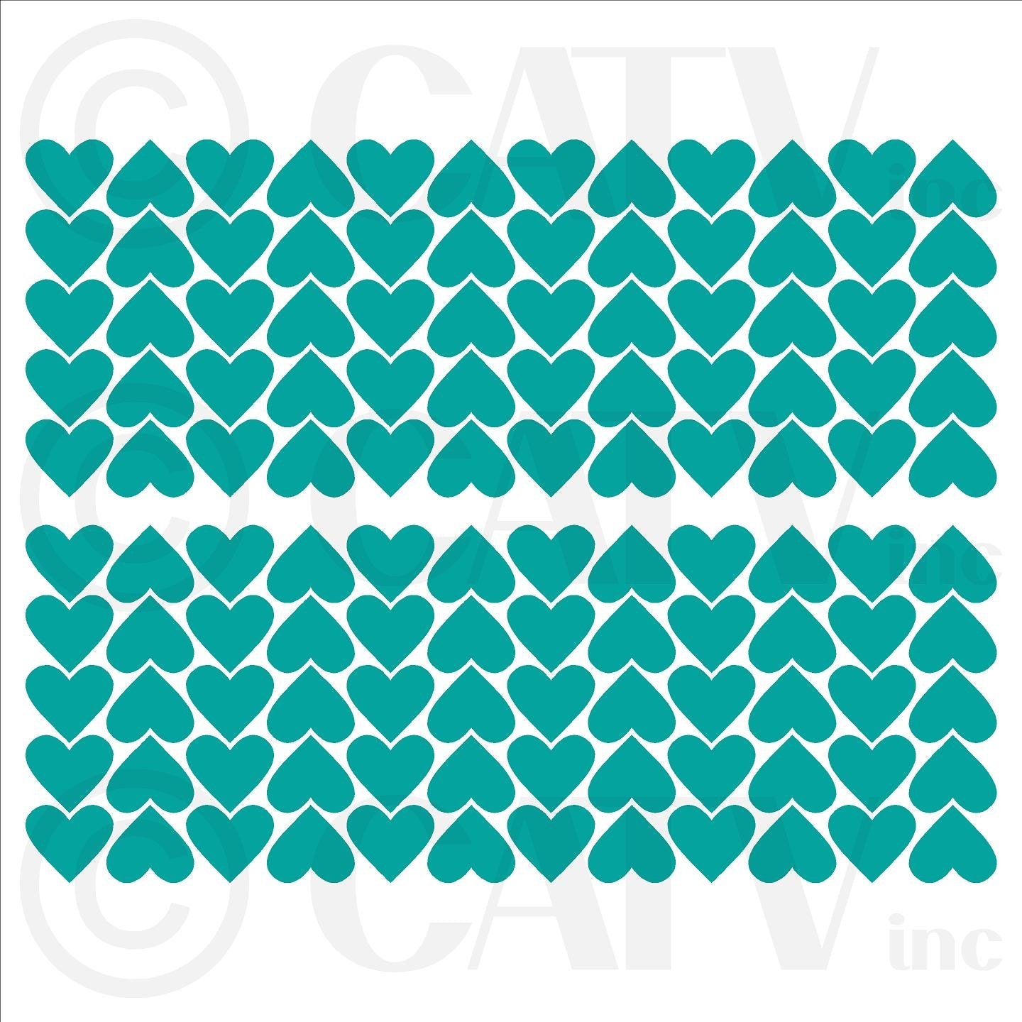 Hearts 2'' Set Of 120 Wall Pattern Decal Vinyl Stickers (Turquoise)