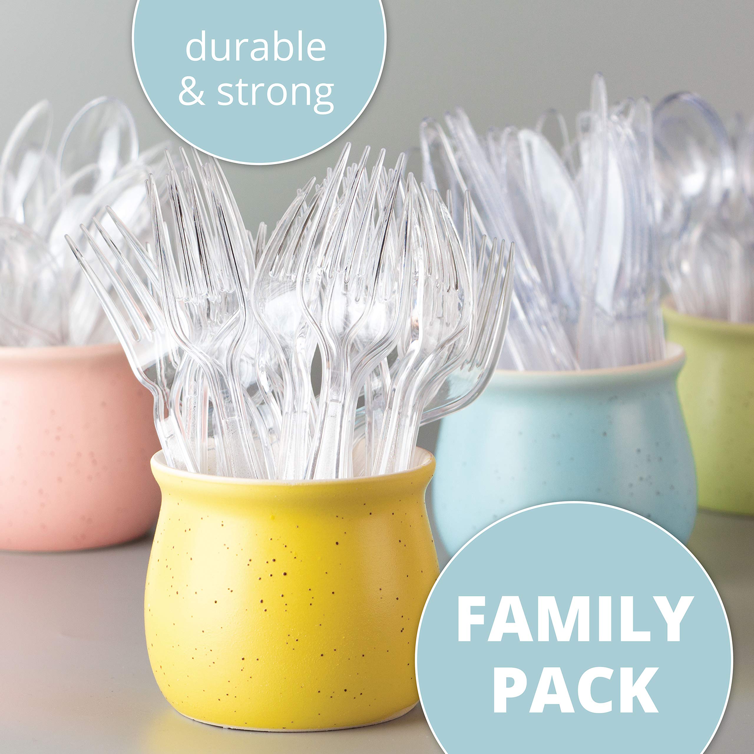 Plasticpro Disposable Clear Plastic Forks Heavyweight Utensils Pack Of 200 Count