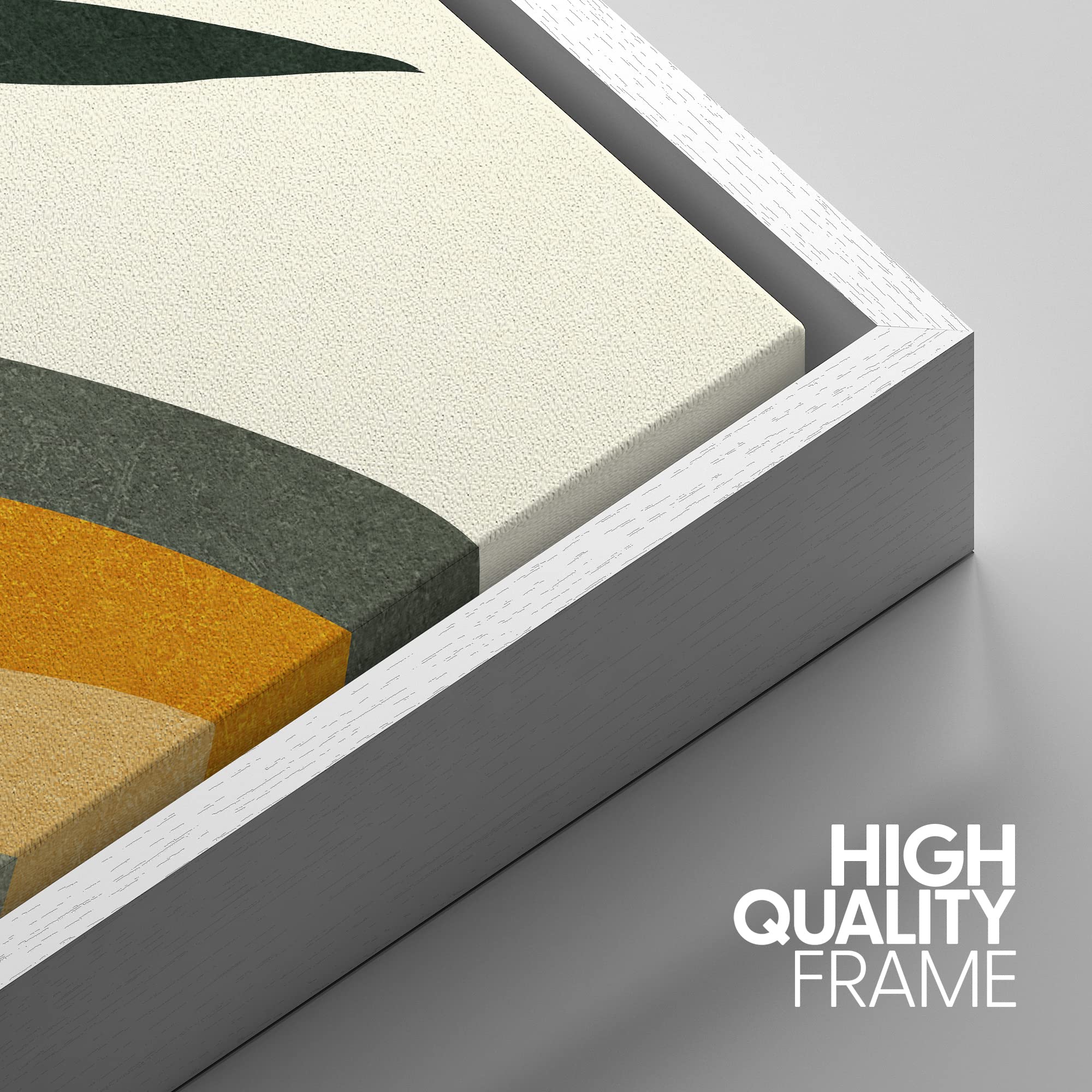 Idea4Wall Framed Canvas Print Wall Art Set Mid-Century Geometric Sun Forest Plant Abstract Nature Illustrations Modern Art Nordi