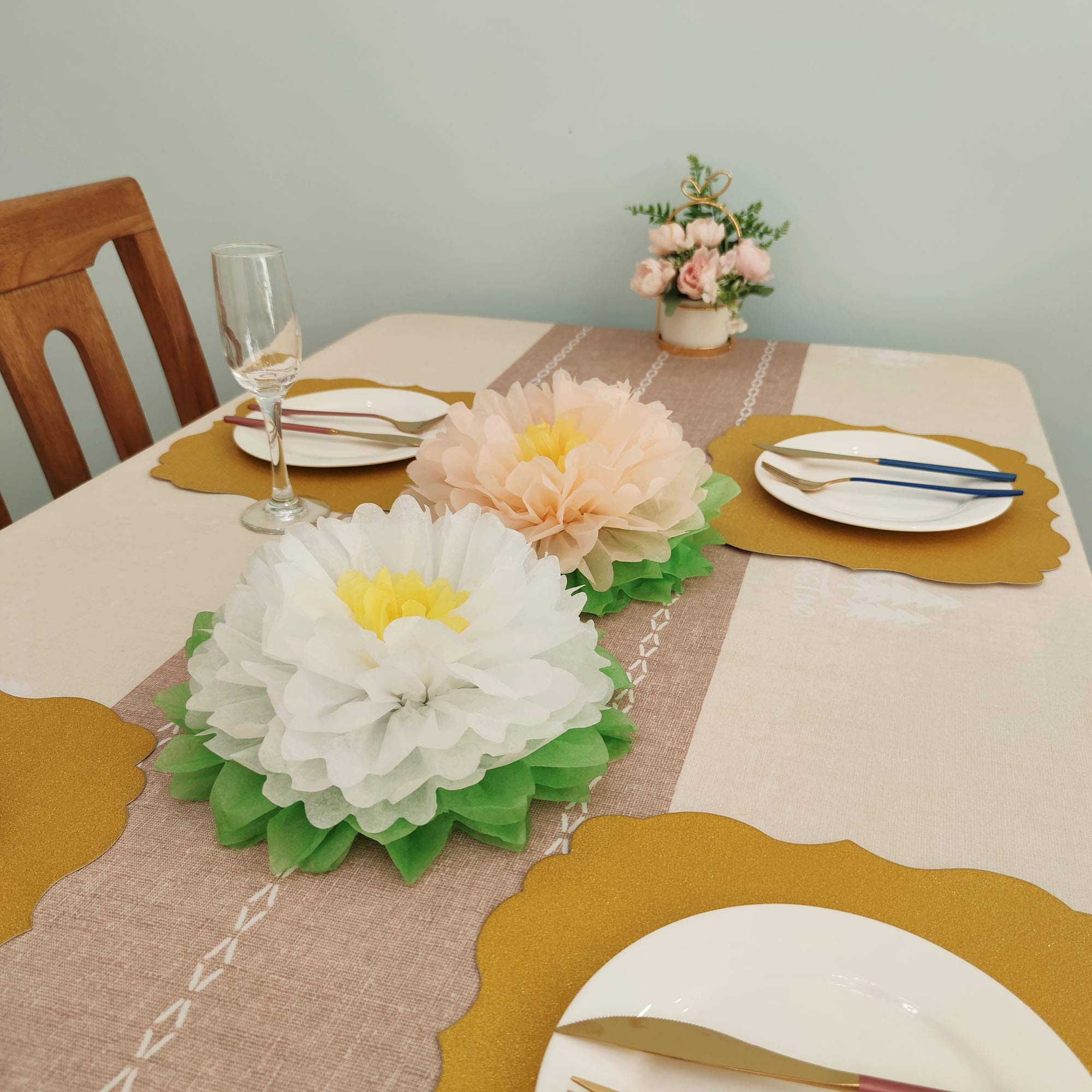 Mybbshower Large 11 Inch Paper Artifcial Flower For Wedding Floral Wall Outdoor Baby Shower Nursery Room Decoration Pack Of 8
