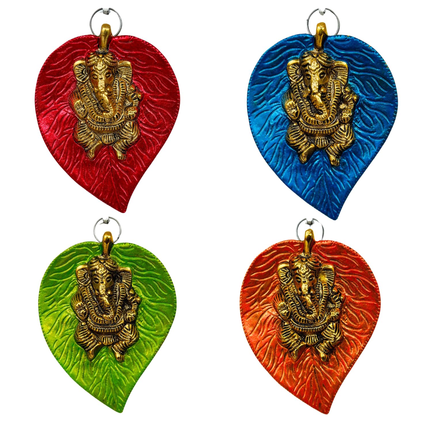 Salvus APP SOLUTIONS Metal Ganesha Wall Hanging  Decorative Lord Ganesh Idol on Leaf Background for Home & Office Decor, Spiritu