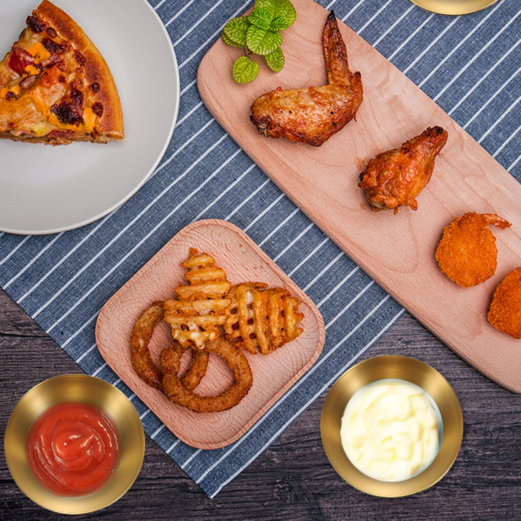 Mggi 8Pcs 3.3Inch Stainless Steel Sauce Dishes Round Mini Individual Saucers Bowl, Seasoning Dishes Sushi Dipping Bowl Appetizer