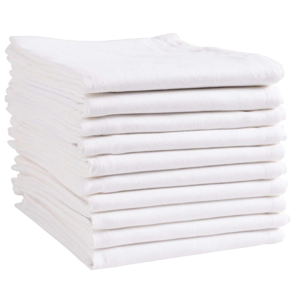 Kaf Home White Kitchen Towels, 10 Pack, 100% Cotton - 20 X 30, Soft And Functional Multi-Purpose, Baking, Cooking, Cleaning, Pri