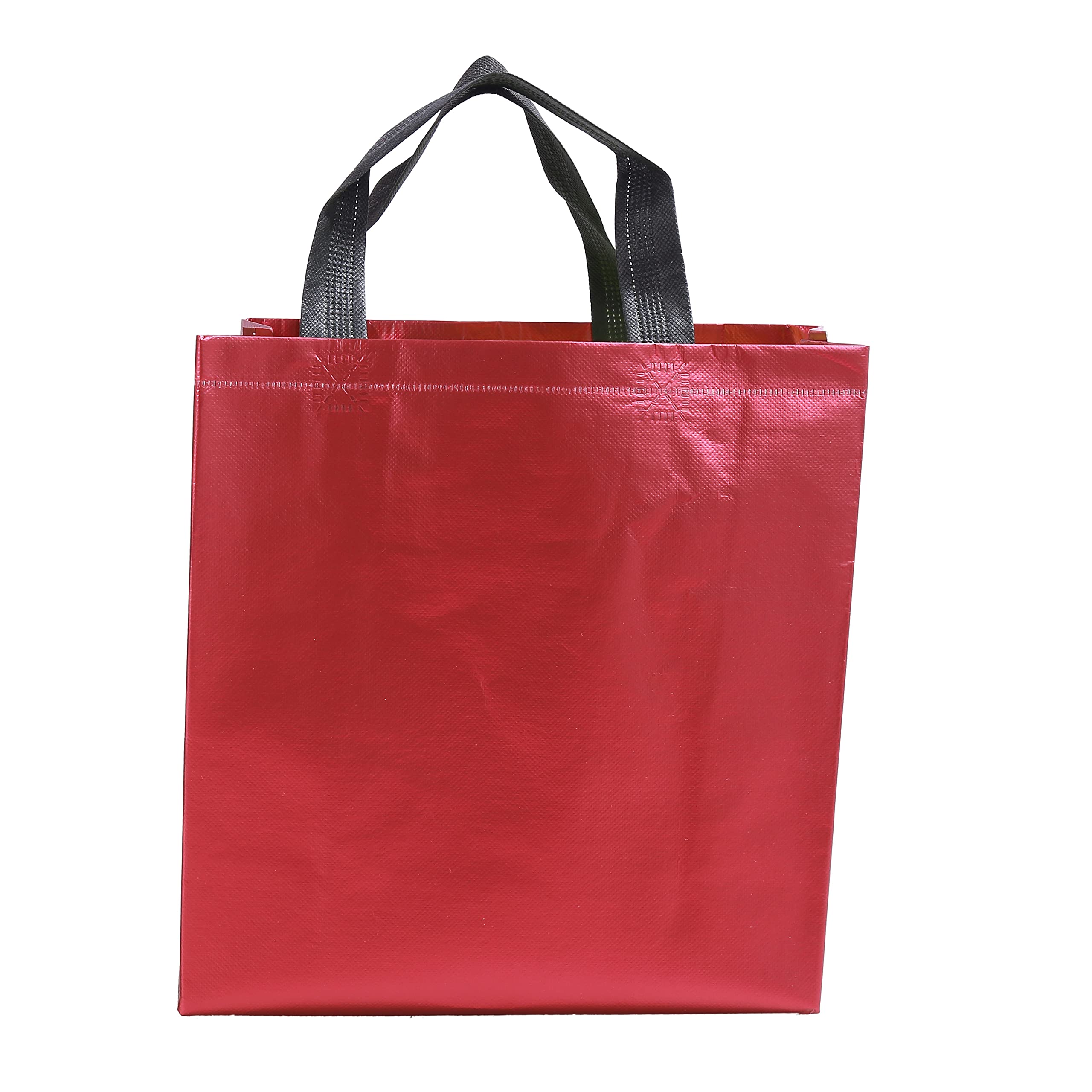 Drapme Small Size Pack Of 10 Pcs Matt Metallic Laminated Non-Woven Reusable Eco-Friendly Party Return Gift Bags (Maroon) (Small