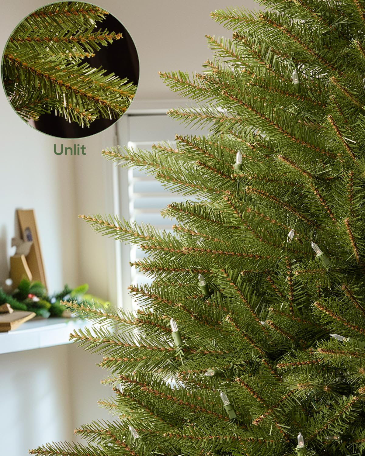 6.5FT Pre-lit Pencil Christmas Tree Spruce with Remote Control, 300 Warm White Multi-Color Lights, Artificial Hinged/Slim/Skinny