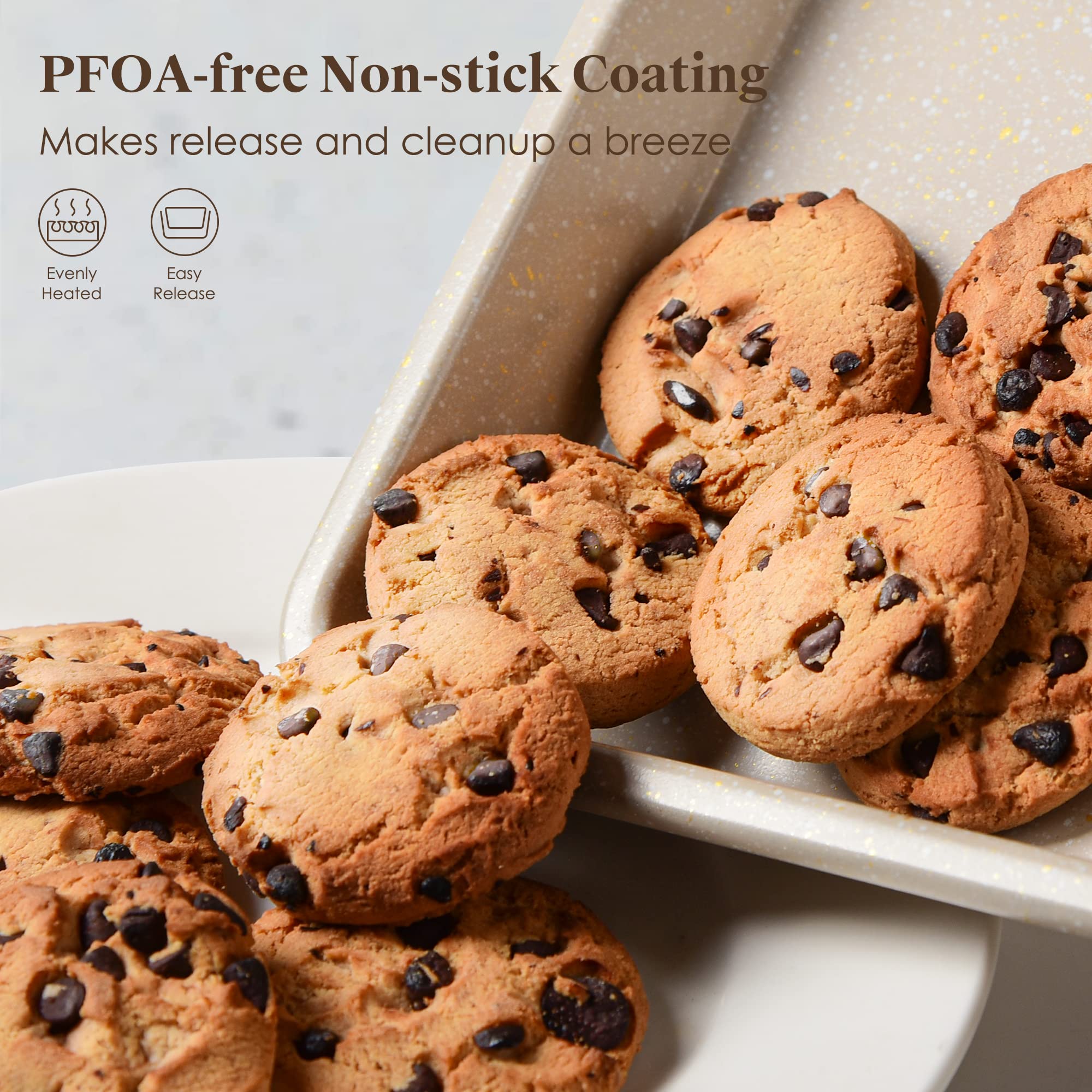 Nonstick Bakeware Set - 7 Piece Oven Bakeware With Cookie Sheet, Cake Pan, Loaf Pan, Muffin Pan, Roaster, Cooling Rack - Ptfe &