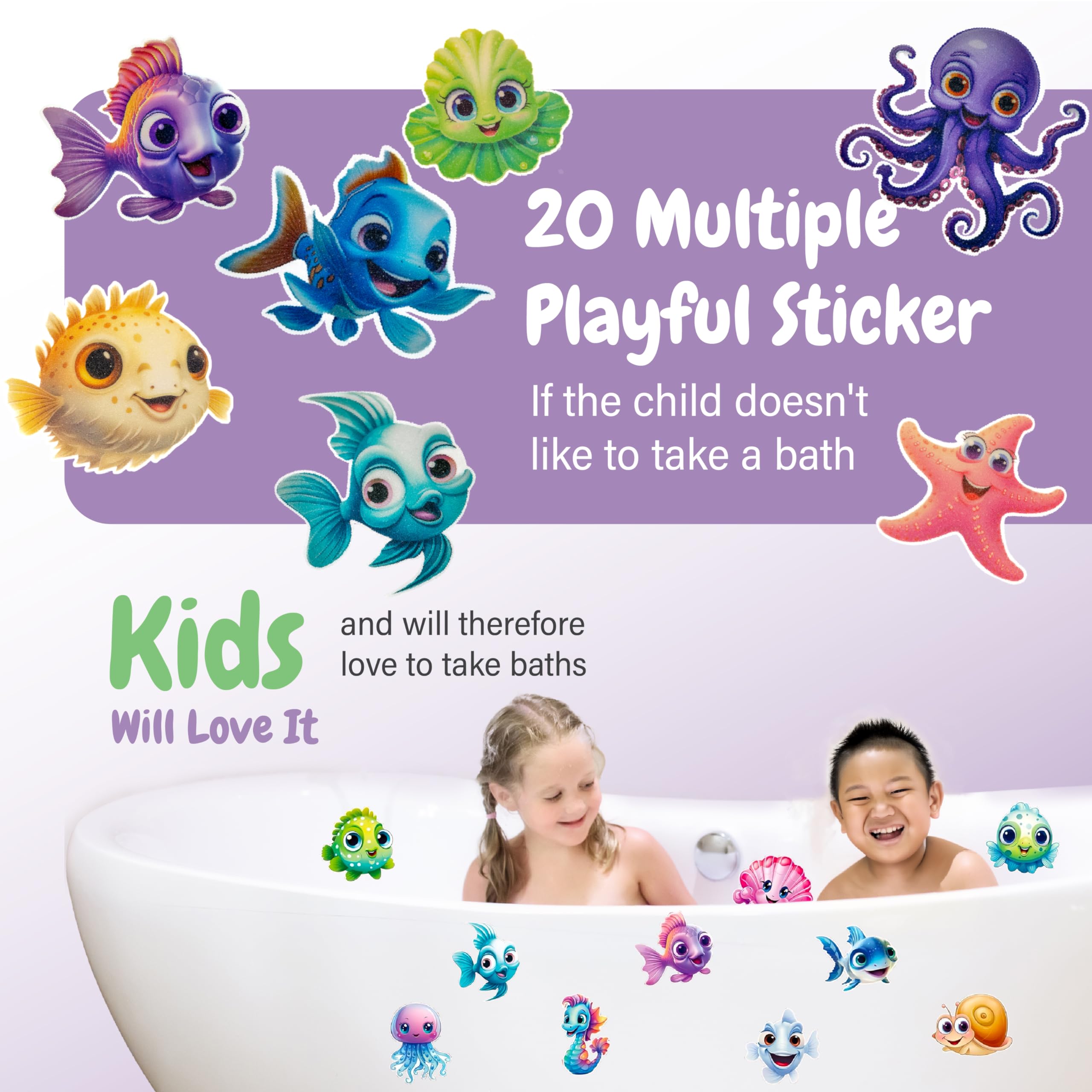 Tekwave- Large Non Slip Bathtub Stickers For Kids, Bathtub Stickers With Scraper, Anti Slip Bath Tub Shower Decal With Adhesive