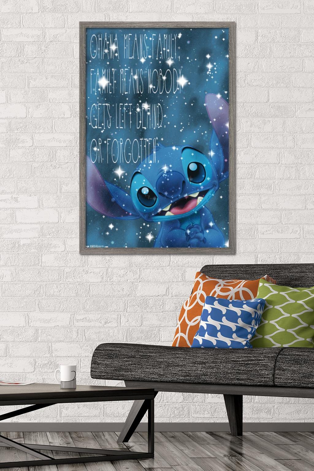 Trends International Disney Lilo And Stitch - Ohana Wall Poster, 22.375'' X 34'', Barnwood Framed Version