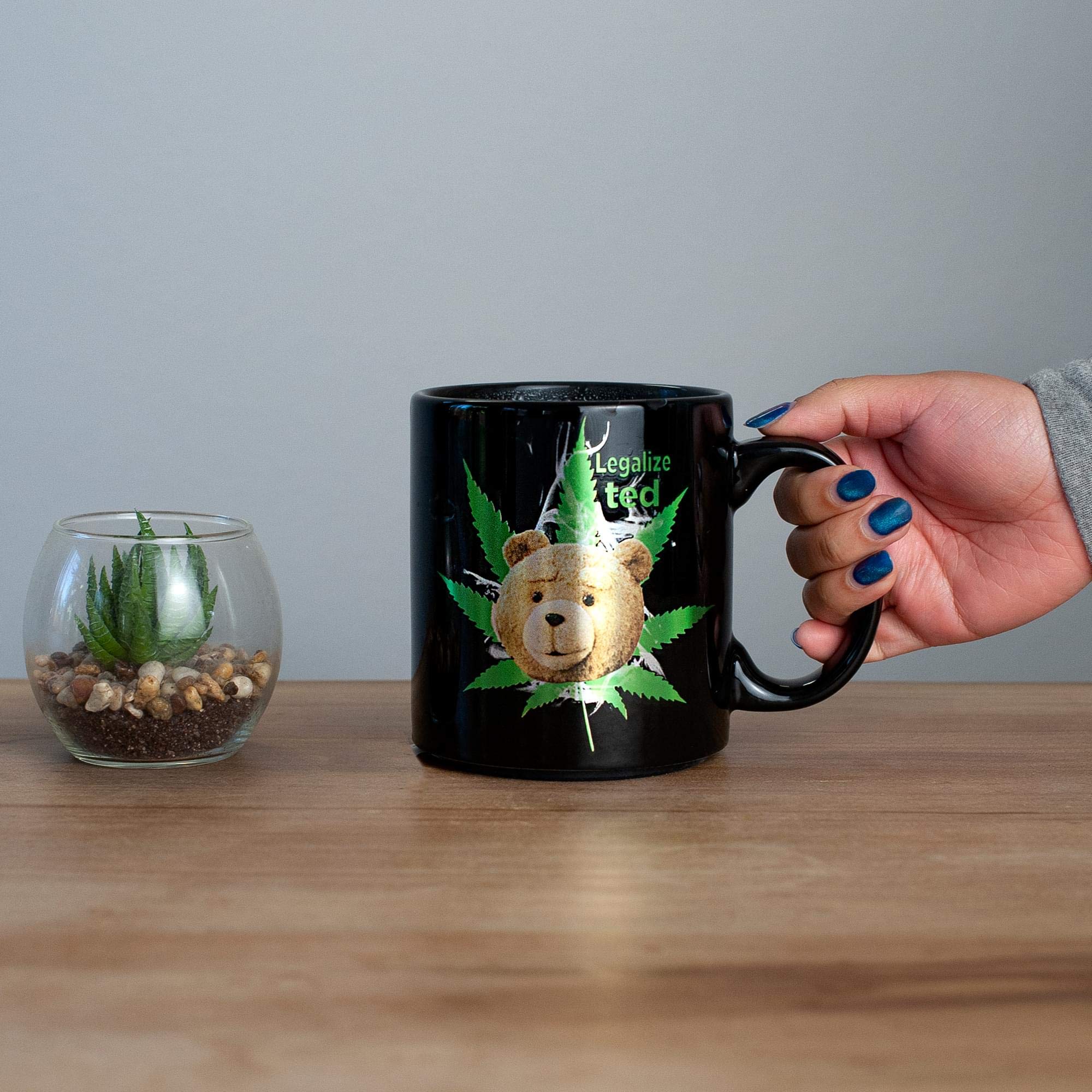 JUST FUNKY Ted OFFICIAL Legalize Ted PREMIUM Foil-Printed Ceramic Coffee Mug, 12oz Black
