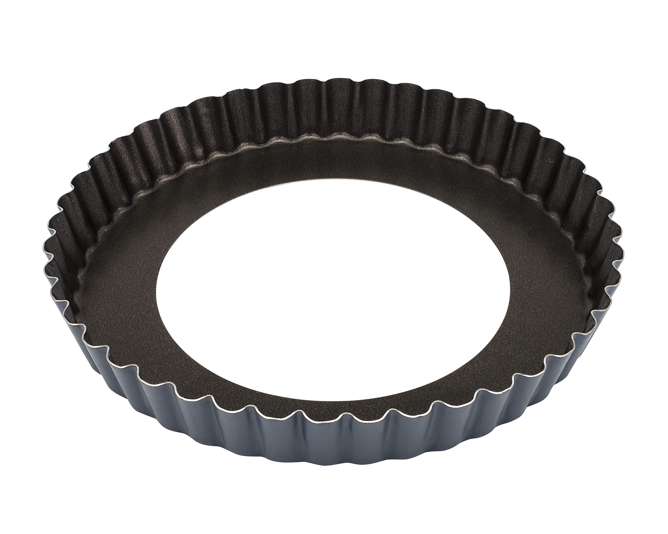 Matfer Bourgeat Exopan Fluted Tart And Quiche Pan With Removable Bottom, 9 1/2'' Diameter, Dark Gray