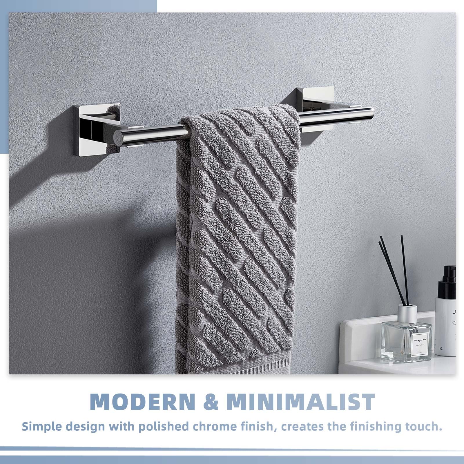 Hand Towel Bar 14'', Suyar Sus304 Stainless Steel Shower Towel Holder, Bathroom Kitchen Closet Cabinet Washcloth Rack Wall Mount