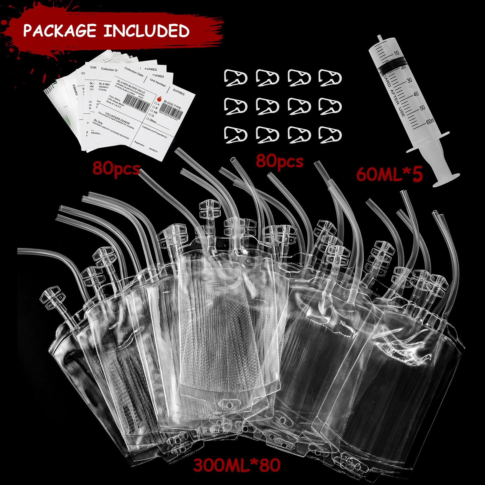 80 Packs Halloween Blood Iv Bags For Drinks Reusable Energy Container Juice Pouch Prop For Halloween Zombie Nurse Hospital Theme