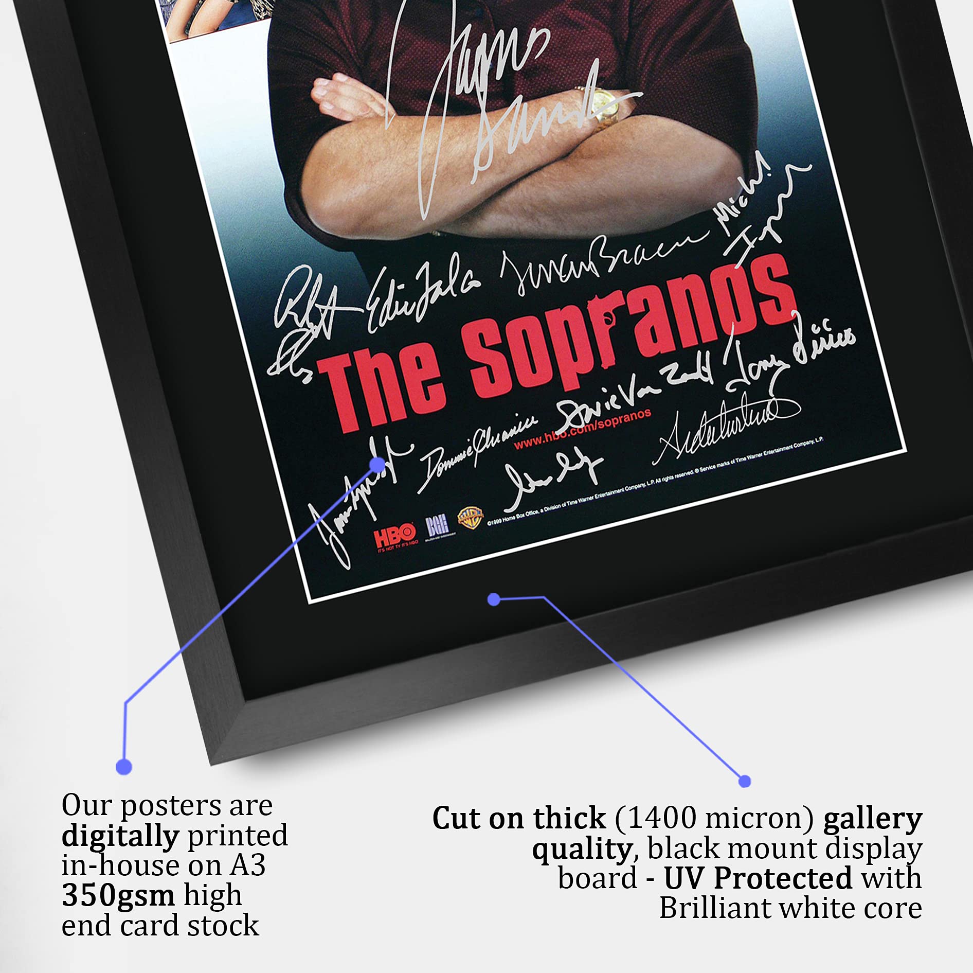Hwc Trading The Sopranos Tv Series Poster The Cast Signed 16 X 12 Inch Framed Gift Printed Autograph Film Print Photo Picture Di