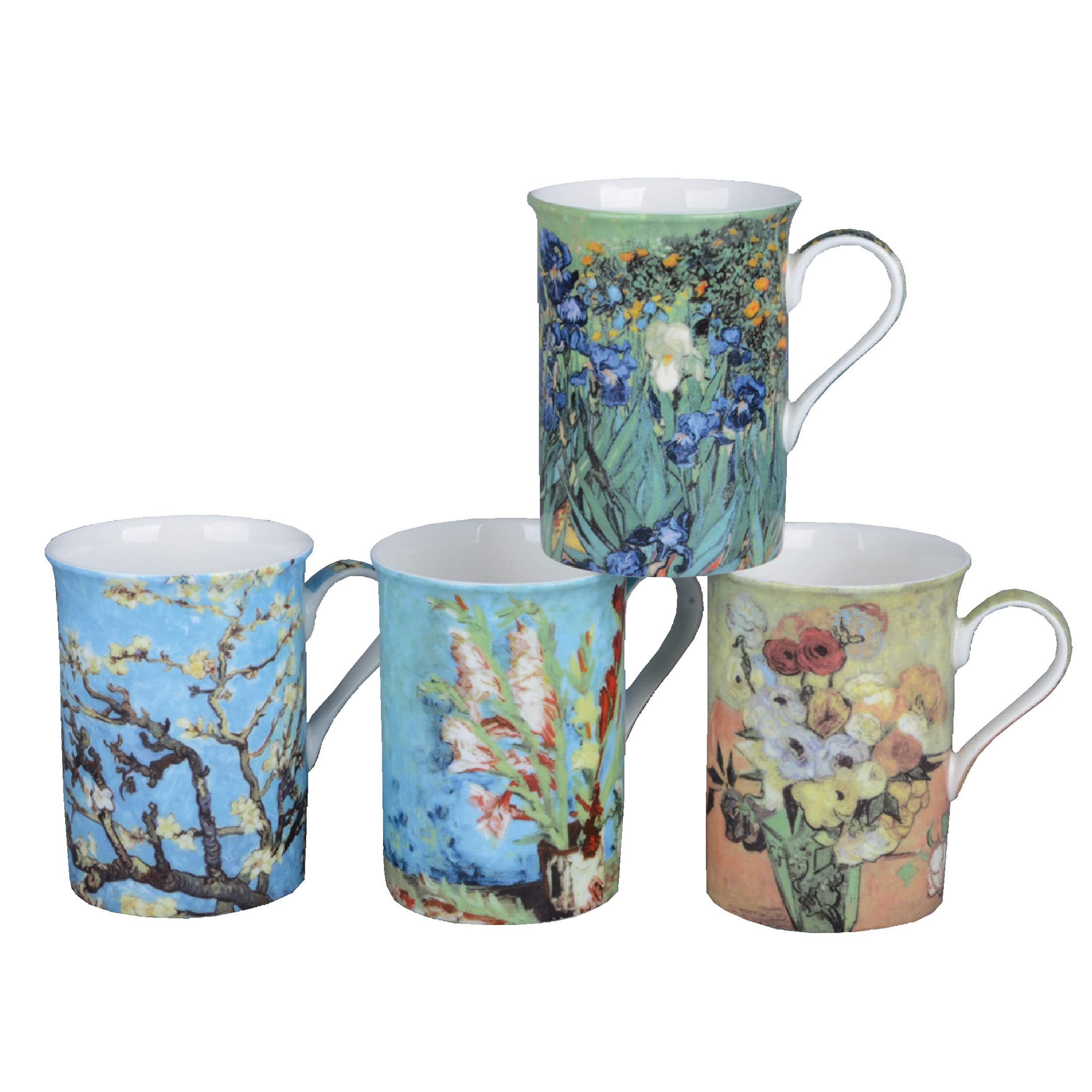 Gracie Bone China Impression Bone China Mug 9-Ounce, Set Of 4