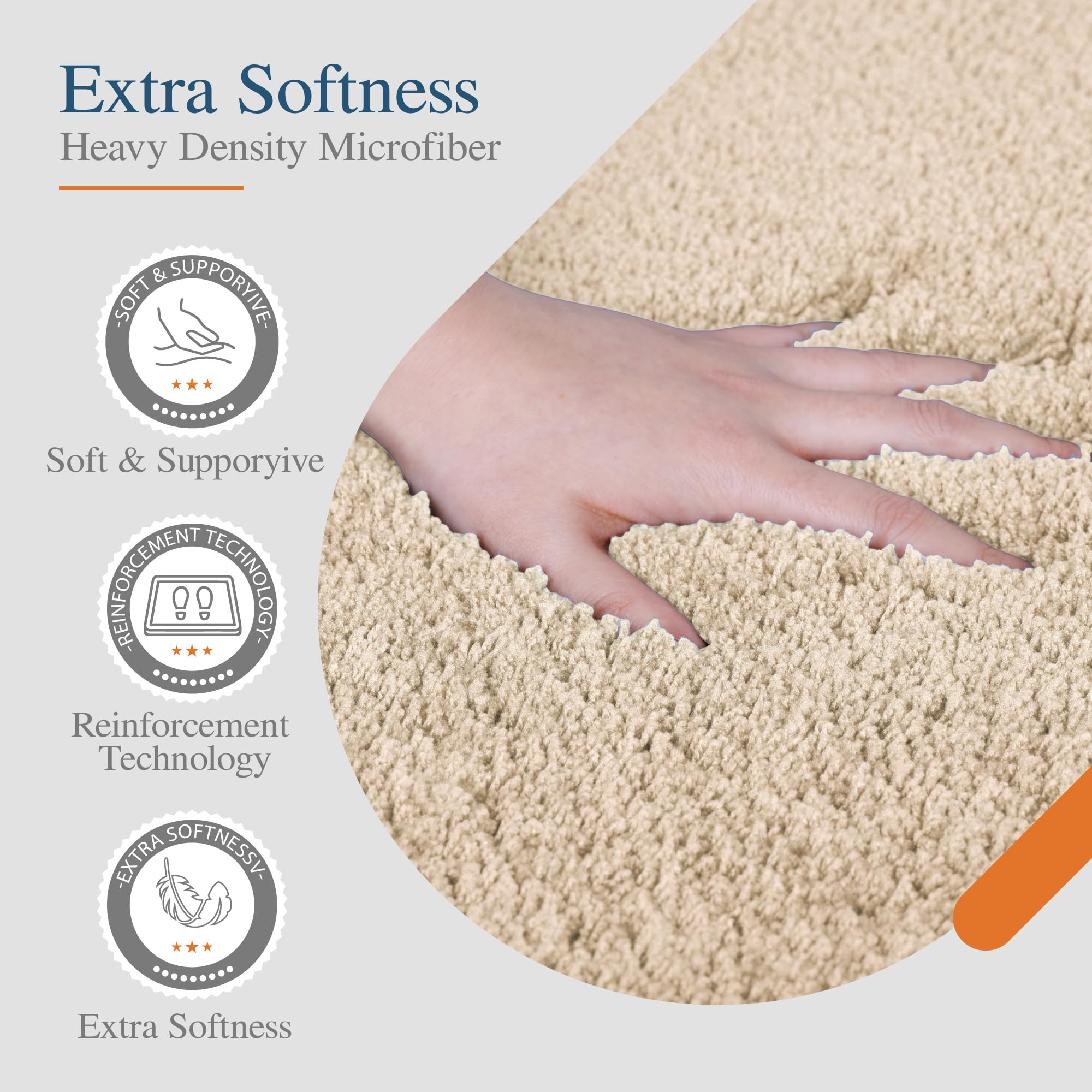 Walensee Bathroom Rug Non Slip Bath Mat for Bathroom (16 x 24  Beige) Water Absorbent Soft Microfiber Shaggy Bathroom Mat Machine Washable Bath Rug for Bathroom Thick Plush Rugs for Shower