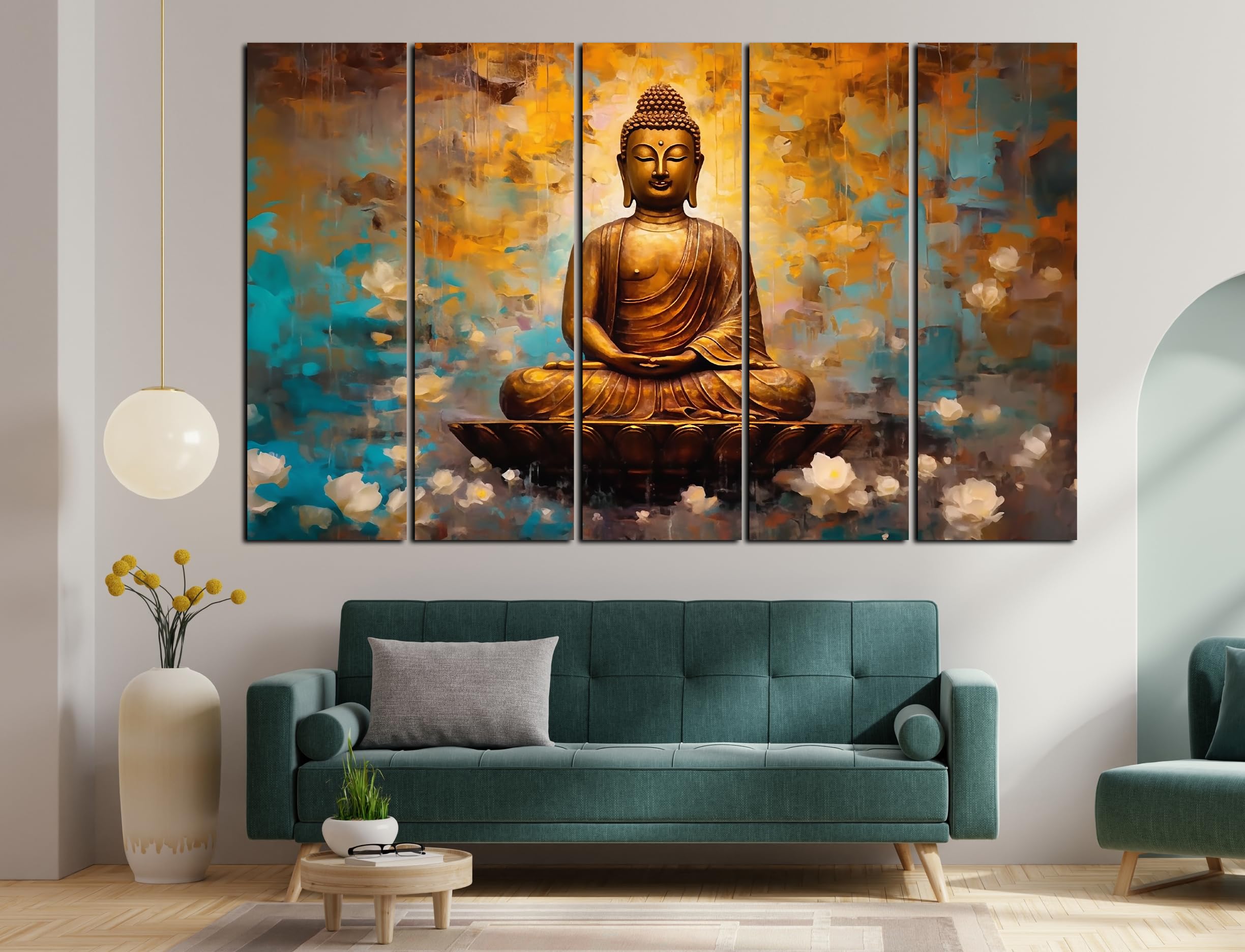 Cn Retails Abstract Budha Painting With Frame Big Size(48X30) Wall Art For Living Room,Bedroom,Drawing Room,Hotels-Wooden Framed