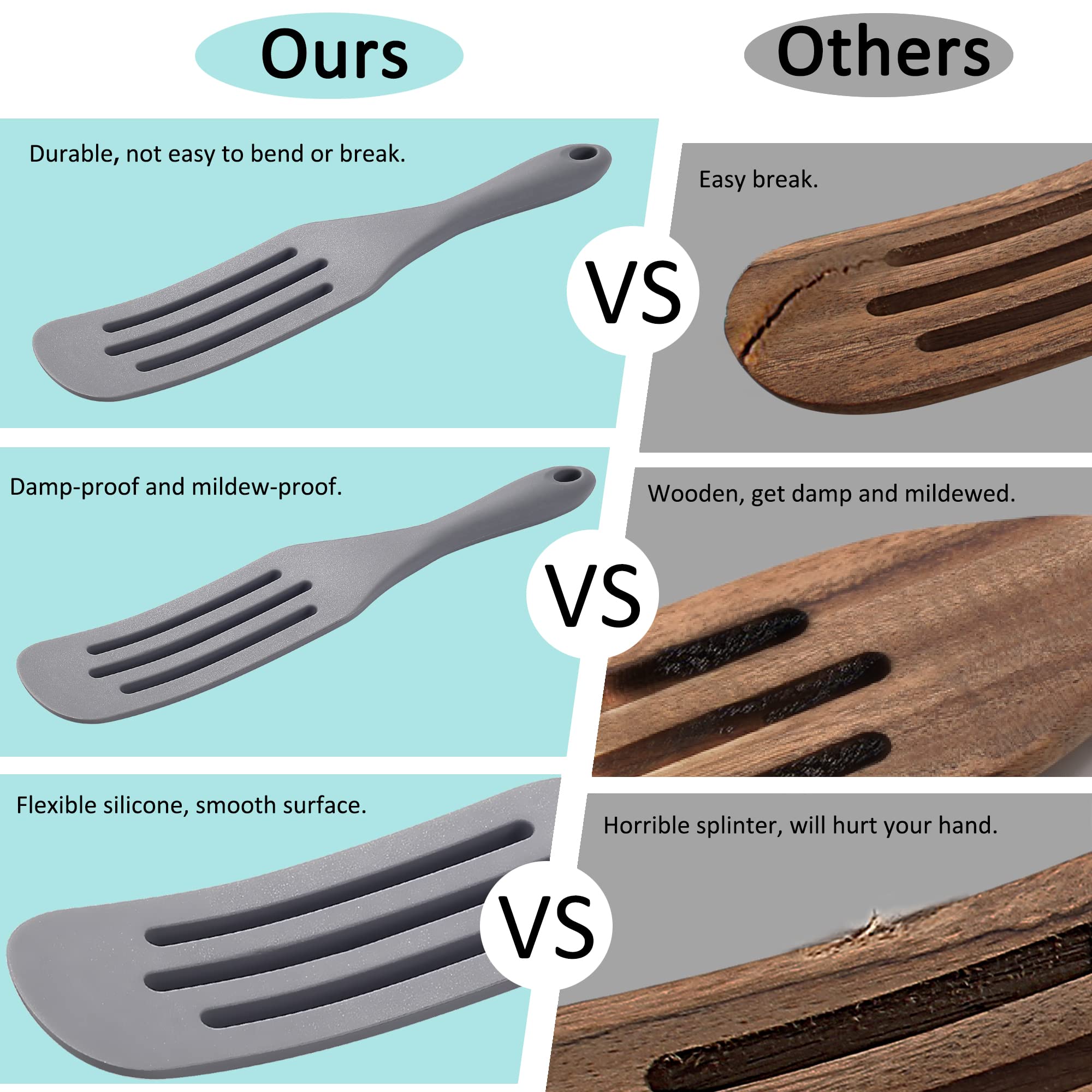 Tongjude Silicone Spurtle Set, Silicone Spatula Set, Heat Resistant Cooking Utensil For Nonstick Cookware, Serving,Baking, Whisk