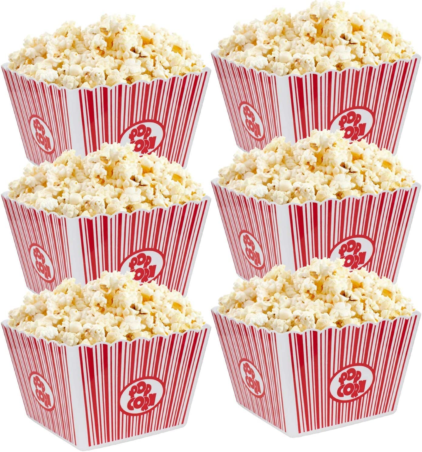 (Set Of 10) Reusable Plastic Popcorn Tubs