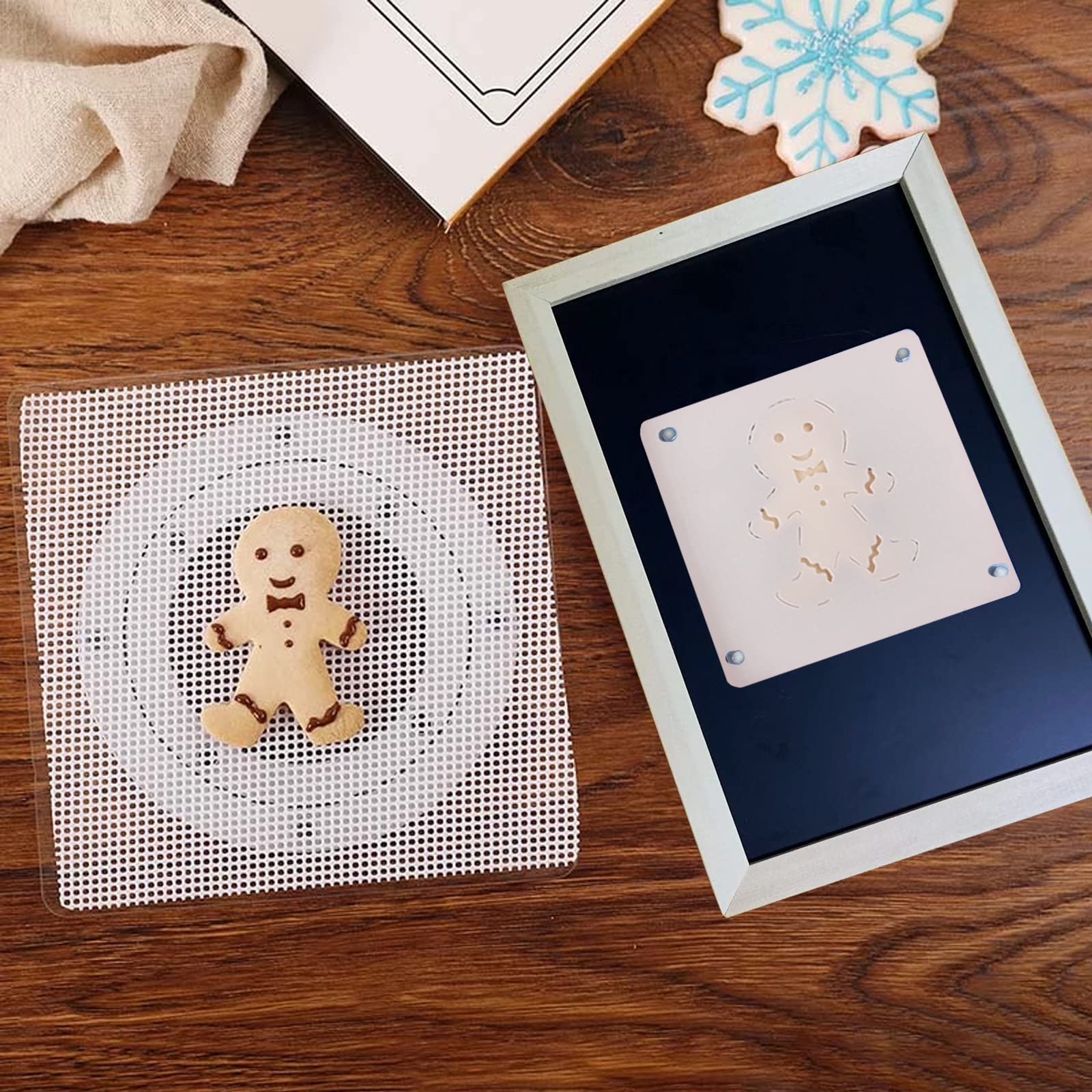 Cookie Stencil Holder, Cookie Stencils Decorating Kit For Royal Icing Airbrush, Magnetic Stencil Frame Tools For Baking Biscuit