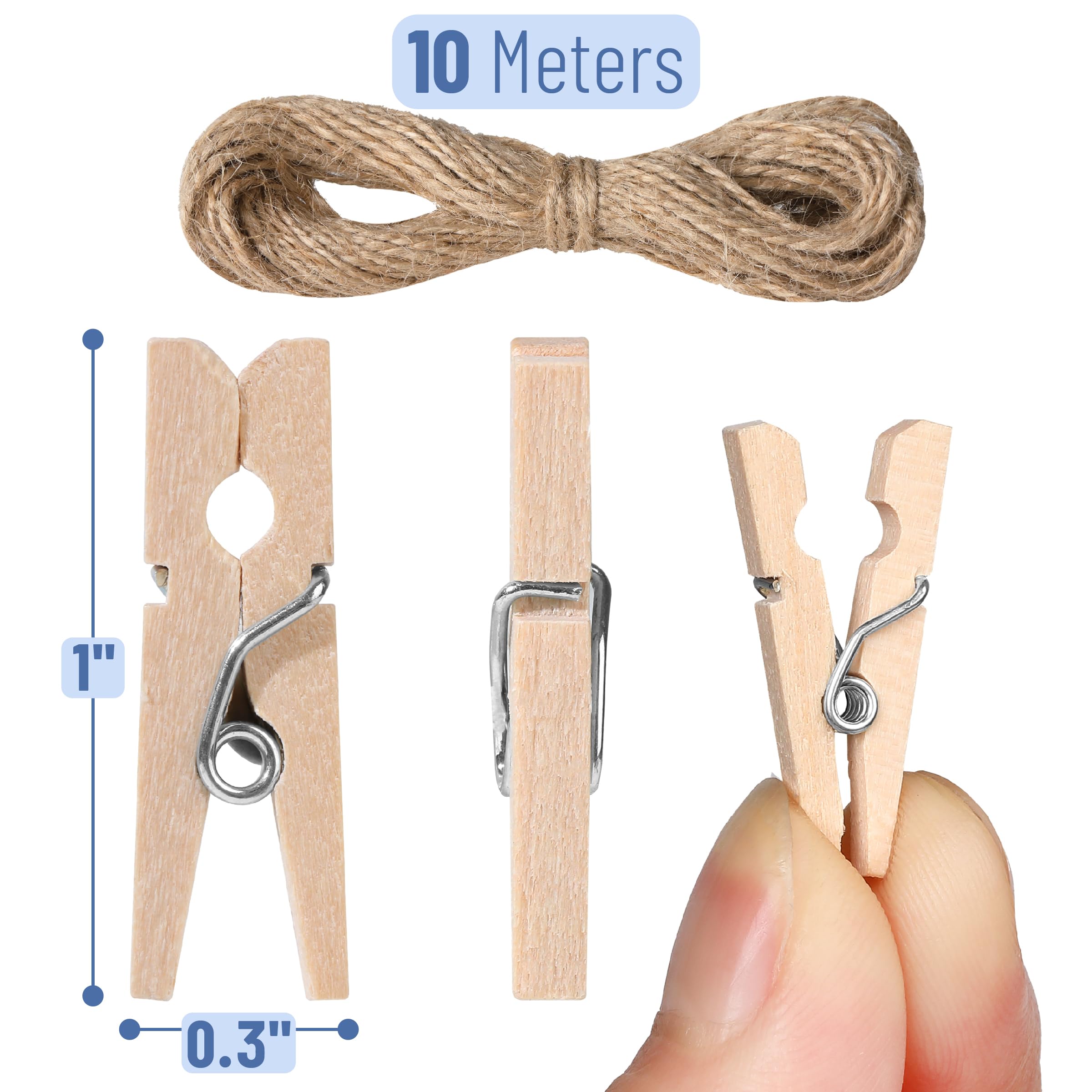 Mr. Pen- Wooden Clothes Pins For Craft, Natural Wood, 200 Pcs, 1 Inch, Mini Clothes Pins For Hanging Pictures, Small Clothes Pin