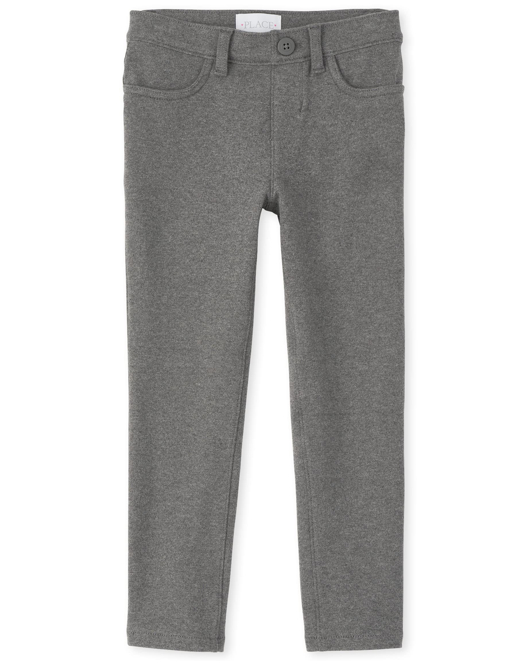 The Childrens Place Girls Ponte Knit Pull On Jeggings, Dk Heather Gray, 5 Plus