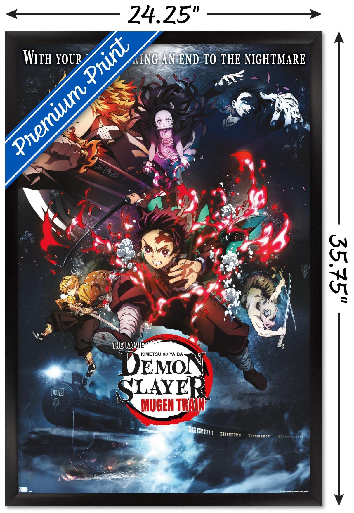 Trends International Demon Slayer: Mugen Train - Collage One Sheet Wall Poster, 22.375'' X 34'', Black Framed Version