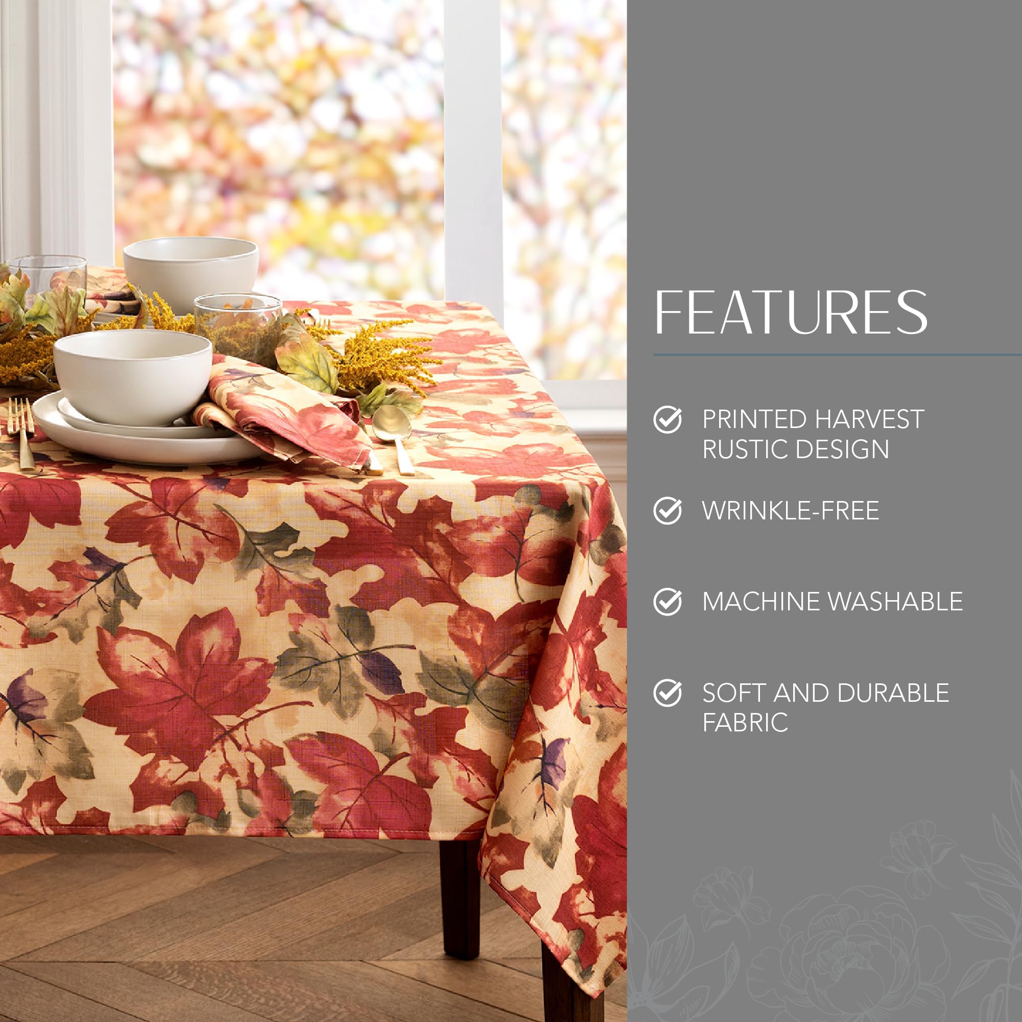Elrene Home Fashions Harvest-Festival Fall Printed Tablecloth, 52'' X 70'', Oblong