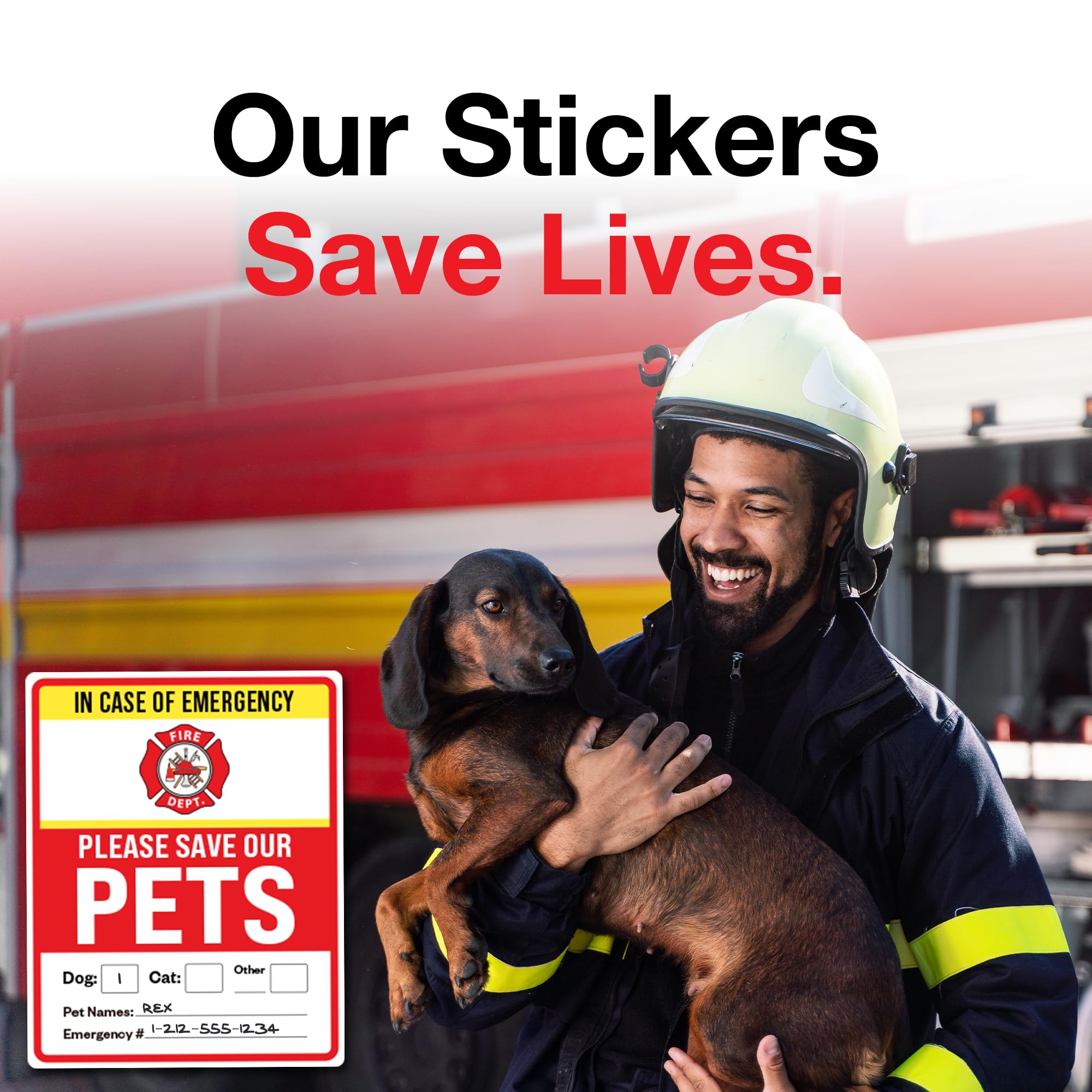 Pet Alert Safety Fire Rescue Sticker, 4''X5'' 6Pack - Save Our Pets Emergency Pet Inside Decal - In Case Of Emergency Danger Pet