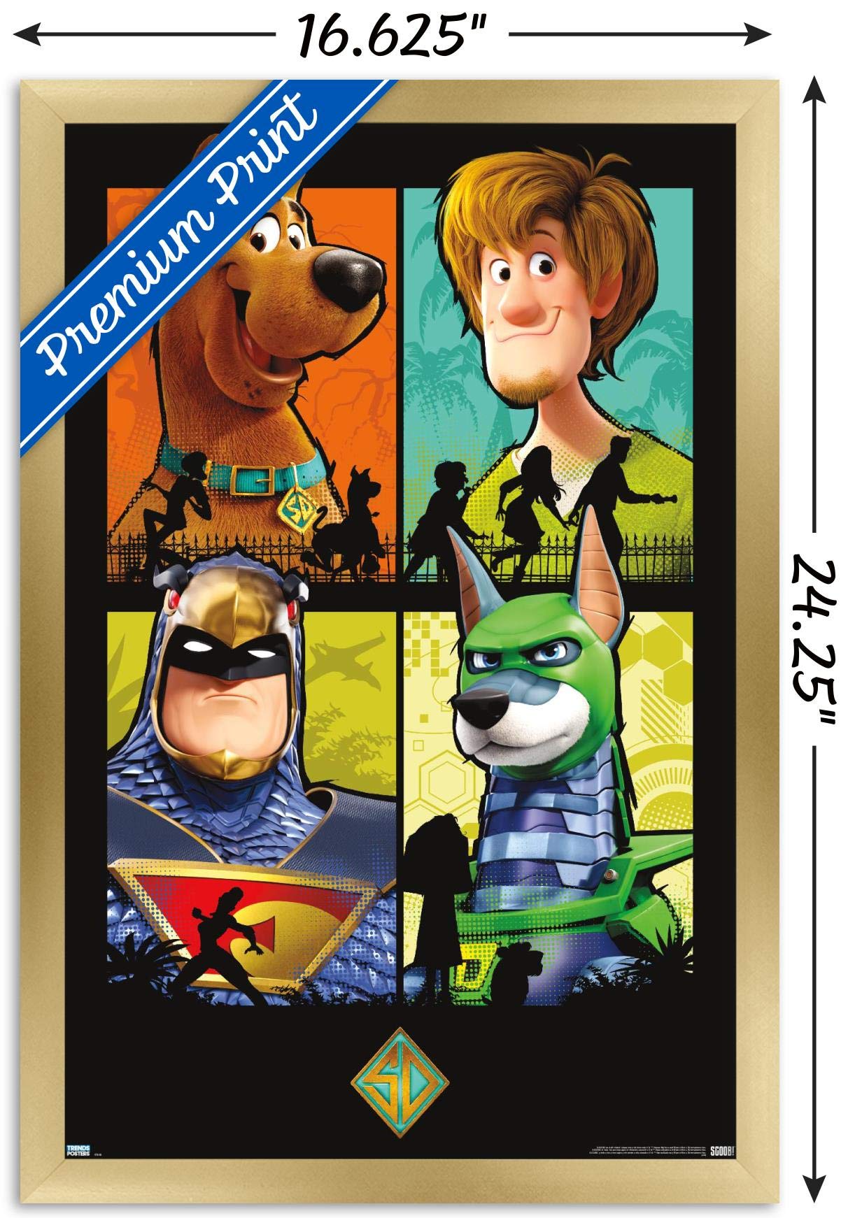 Trends International Scooby- Doo: Scoob! - Grid Wall Poster, 14.725'' X 22.375'', Gold Framed Version