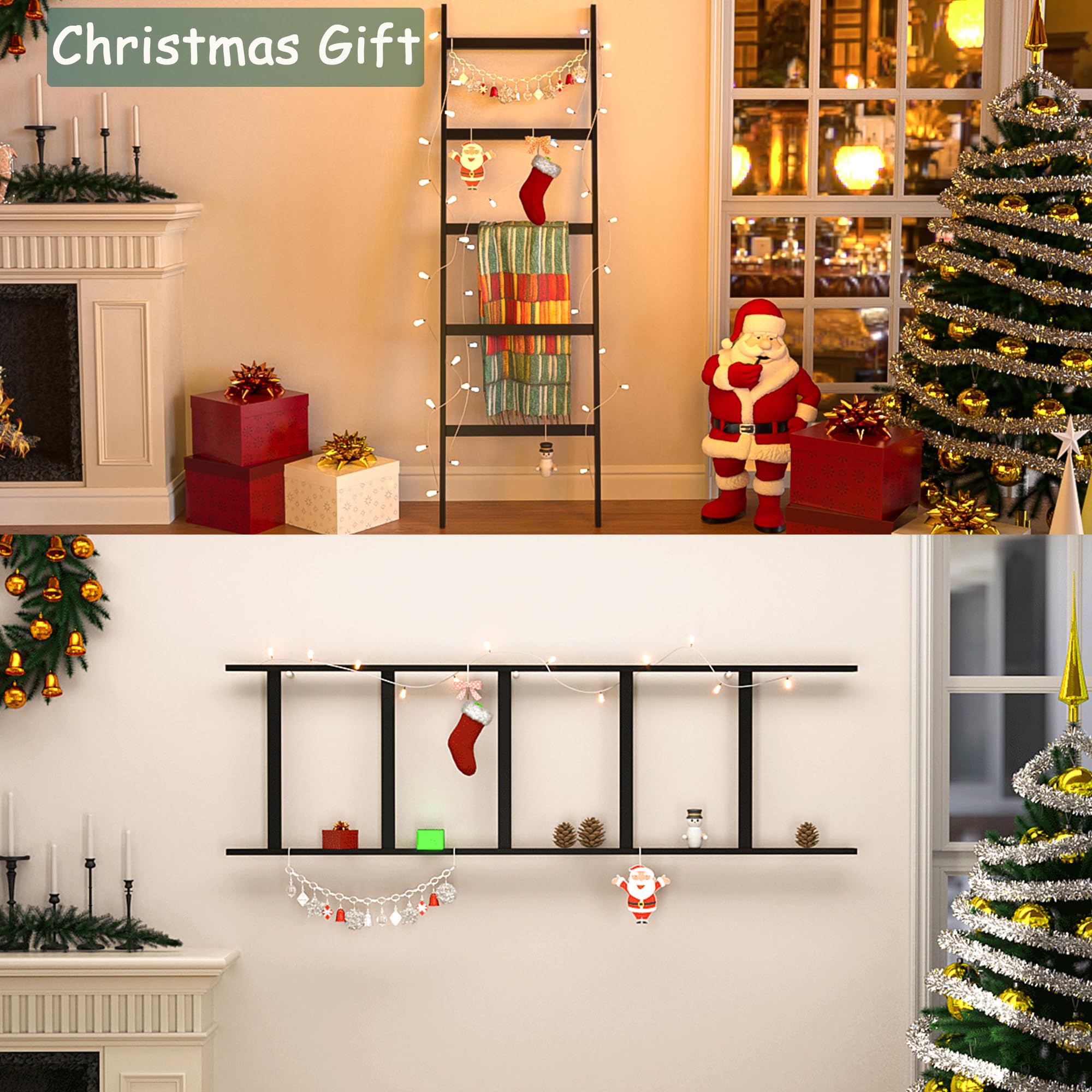 Poxaka Blanket Ladder, 5-Layer Towel Racks, Blanket Holder With Anti-Slip Construction Home Decor, Decorative Blanket, Quilt, To