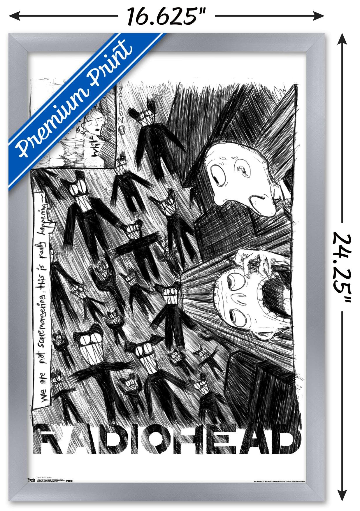 Trends International Radiohead - Scribble Wall Poster, 14.725'' X 22.375'', Silver Framed Version