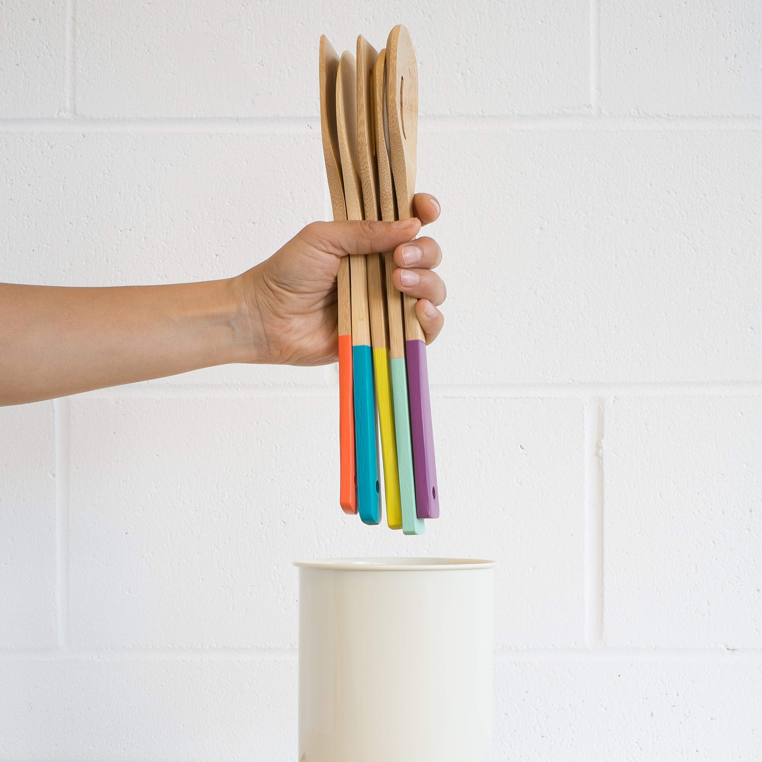 Now Designs Bamboo Utensils Set of 5 - Multicolor, Eco-Friendly, Model 5044001, 1 EA