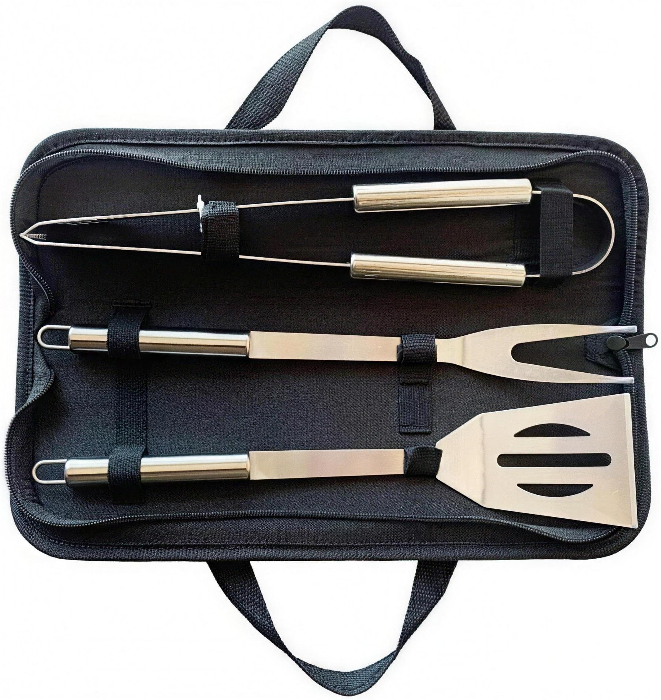 LLRY BBQ Grilling Tools Set  Stainless Steel Grilling Accessories with Free Portable Bag. (3PCS)