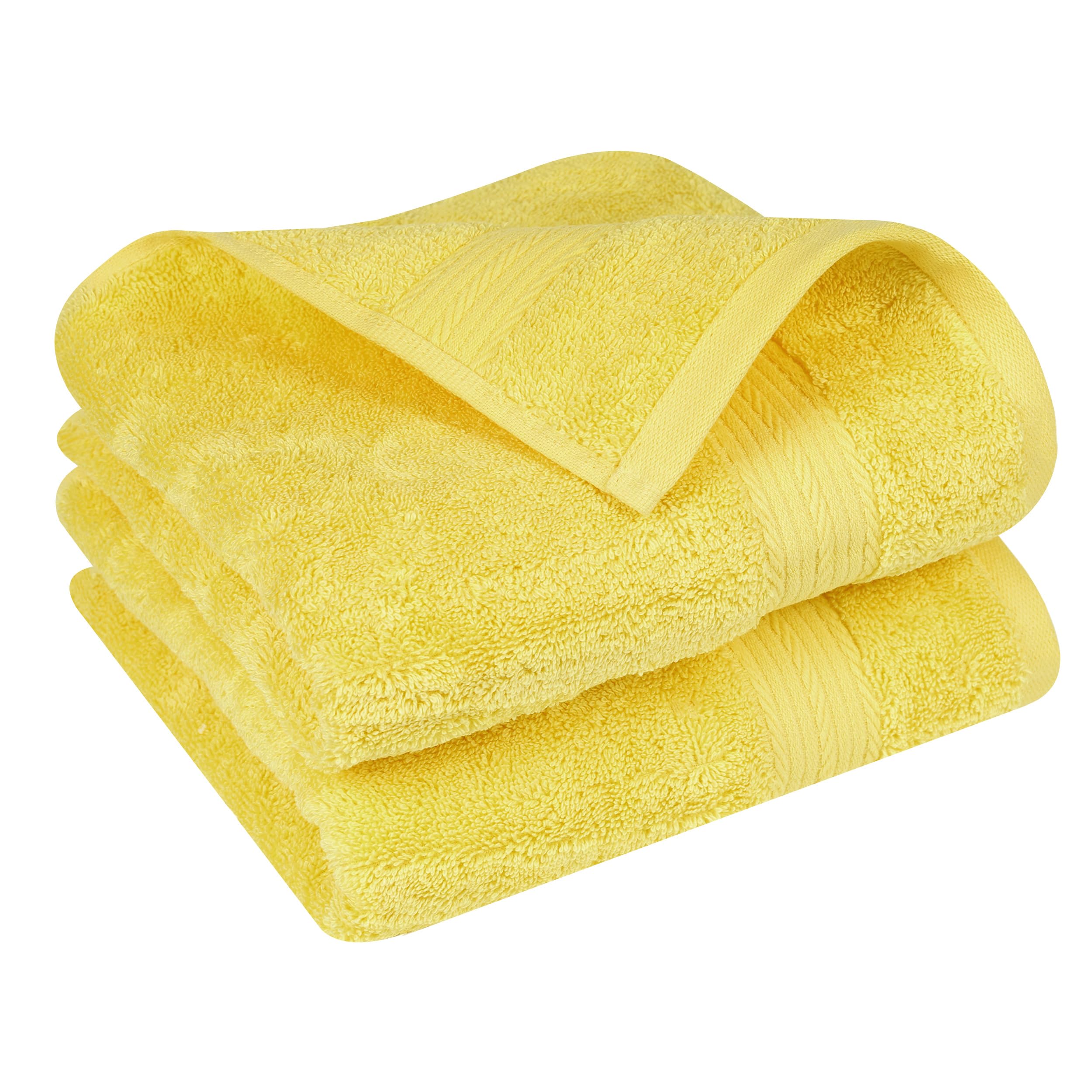 Ample Decor Bathroom Hand Towels 18 X 28 Inch 600 Gsm 100% Cotton, Highly Absorbent - 2 Pcs Yellow