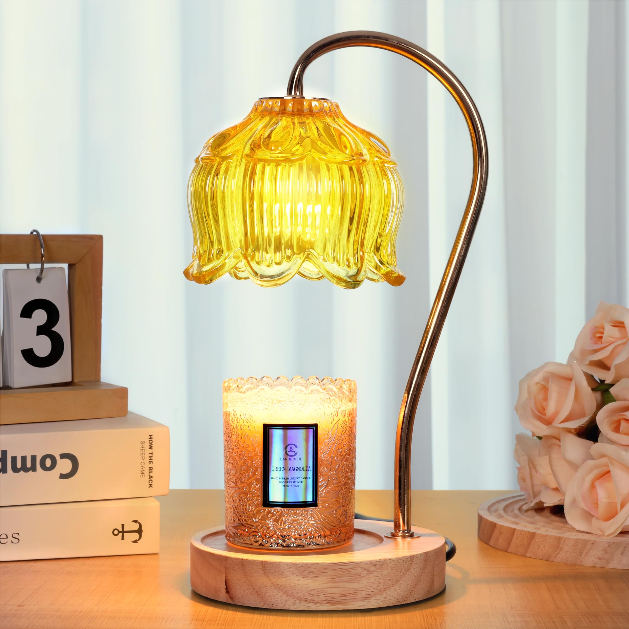 Merrtody Dimmable Flower Candle Warmer Lamp with Timer - Compatible with Various Candles - Christmas & Mother s Day Gift for Wo