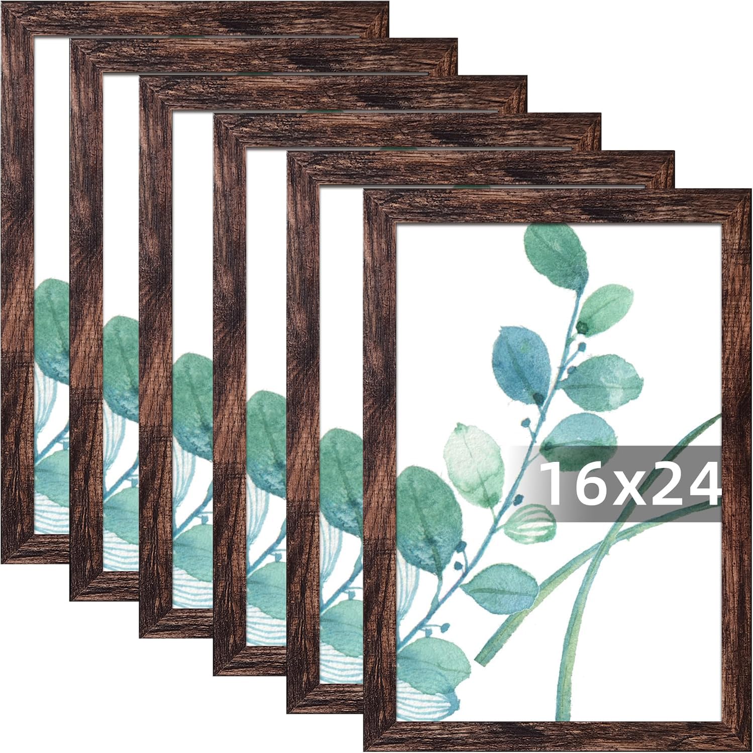 SESEAT 16x24 Frame Rustic Brown Set of 6, Gallery Poster Picture Frames for Wall Mounting
