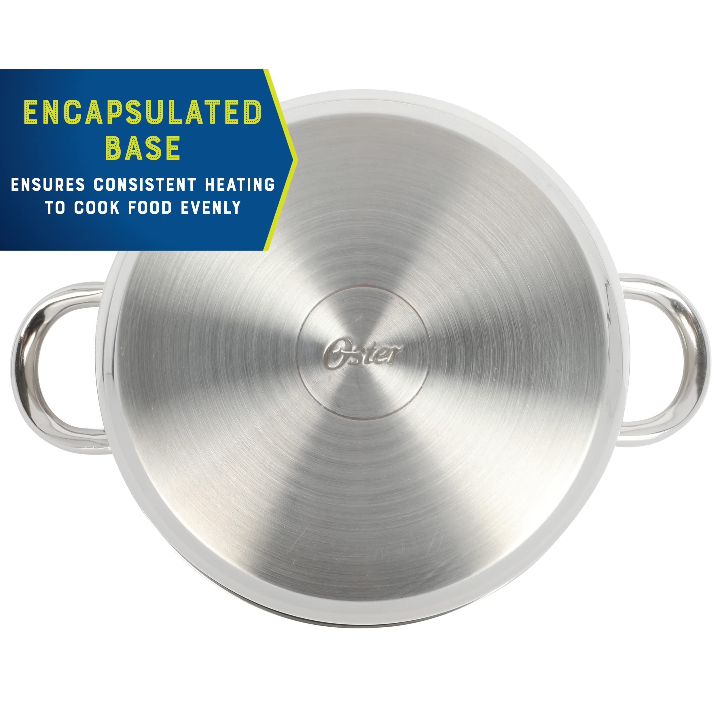 Oster Sangerfield 12-Piece Stainless Steel Cookware Set With Kitchen Tools, Non-Stick Pots and Pans, Durable Oven Safe Cookware