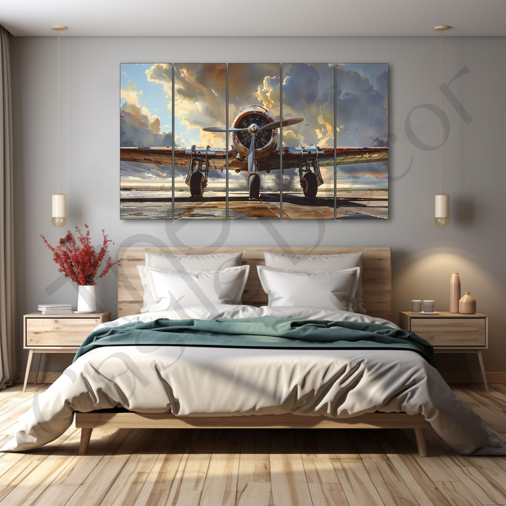 The Castle Decor Aviation Art Painting With Frame Big Size 27X48 Wall Art For Living Room,Bedroom,Drawing Room,Hotels-Wooden Fra