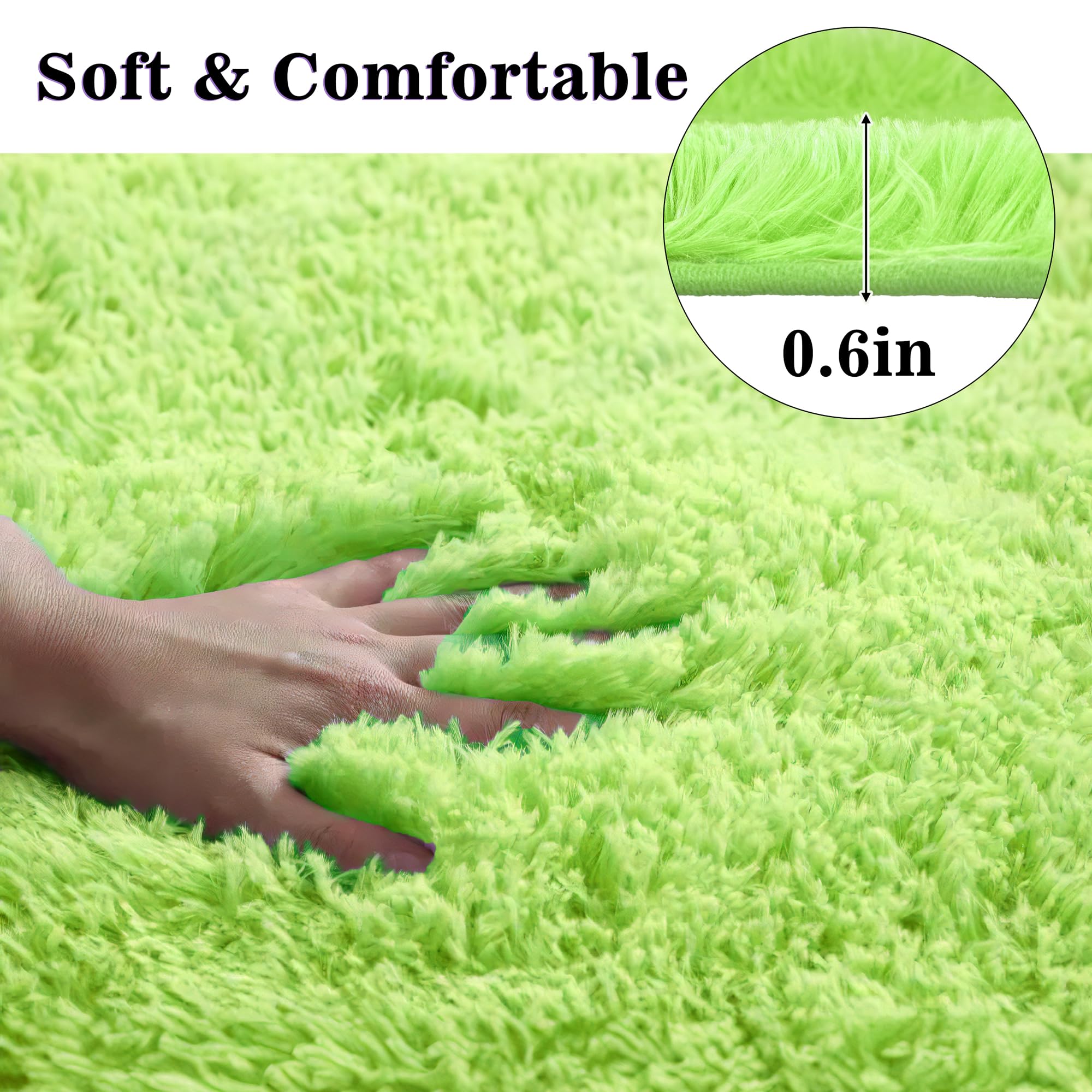 Eanpet Shaggy Bathroom Rugs Sets 3Piece Green Bath Mat For Bathroom Non-Slip Bathroom Mats Water Absorbent Bath Rug Floor Mats S