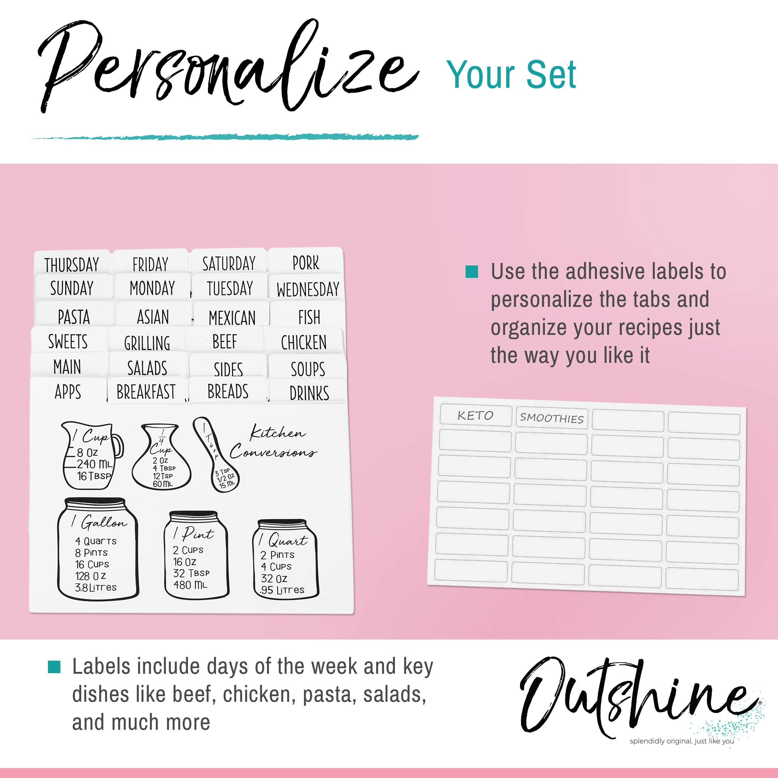 Outshine Premium Kraft Recipe Cards Dividers 4X6 With Tabs (Set Of 24) | Recipe Box Dividers Made Of Thick Cardstock | Includes