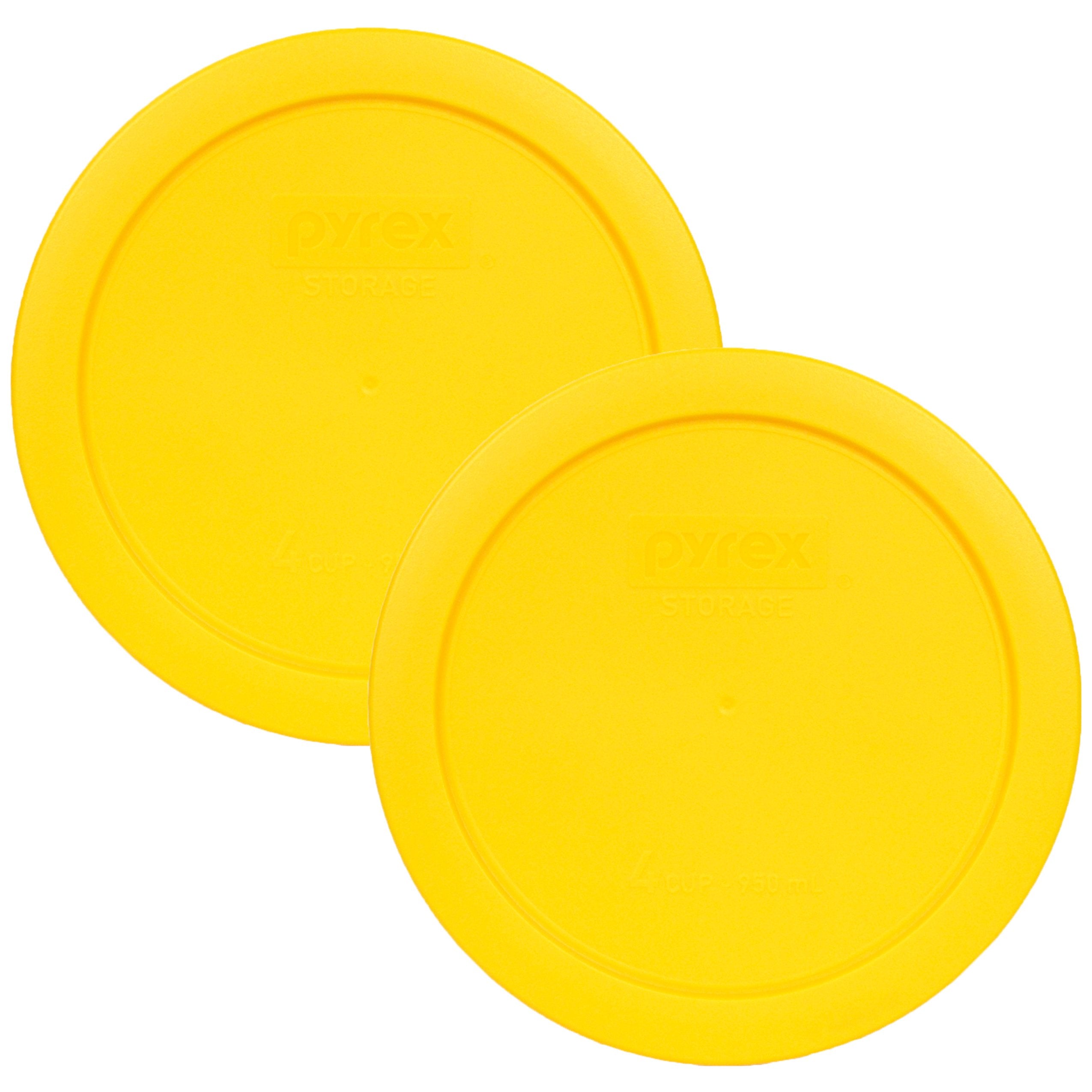 Pyrex 7201-Pc Round 4 Cup Yellow Plasitc Food Storage Lid, Made In Usa - 2 Pack