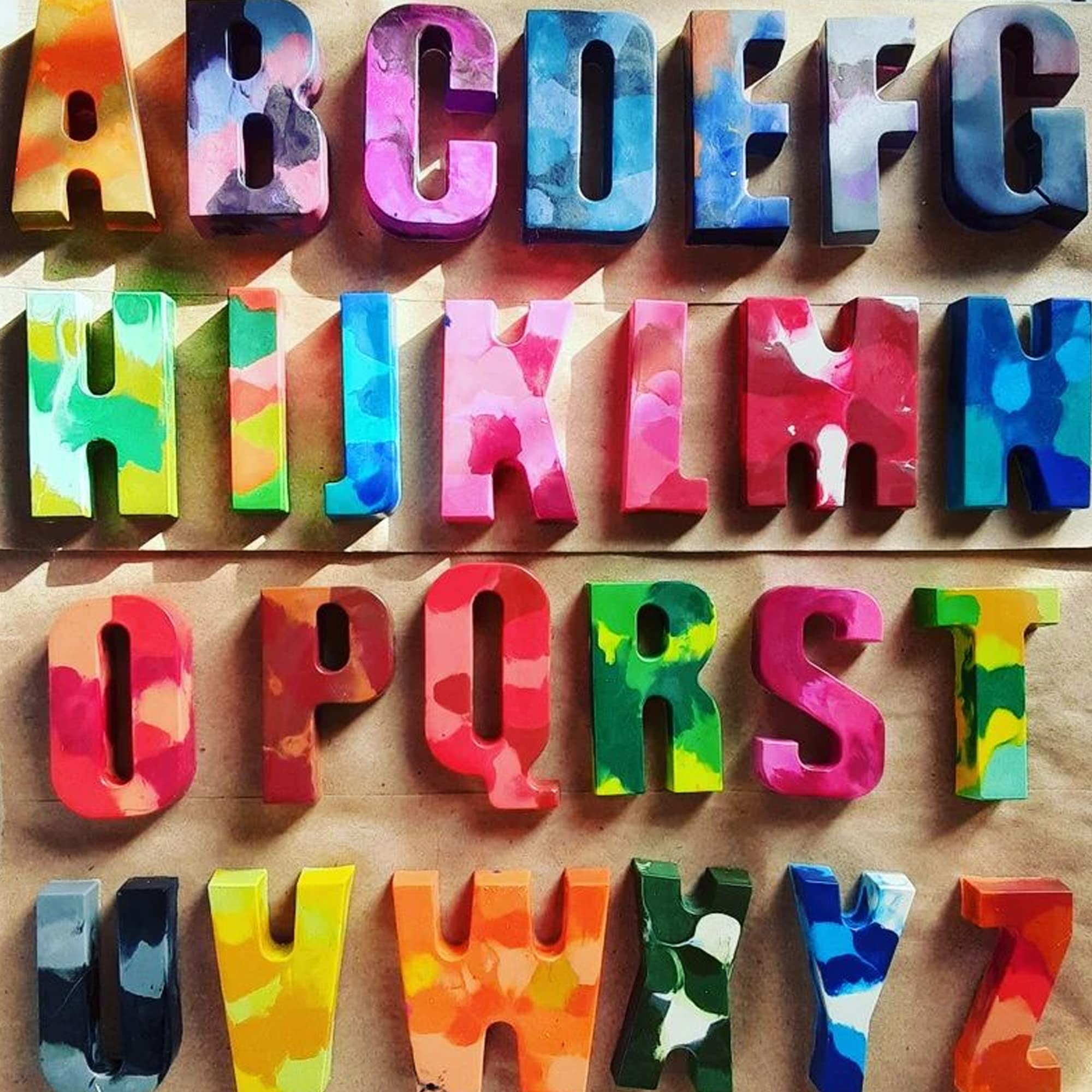 Wocuz 2 Pack Uppercase Letters Crayon Mold Lowercase Alphabet Chocolate Baking Mold Resin Mold Cake Pan Handmade Soap Mold Biscu