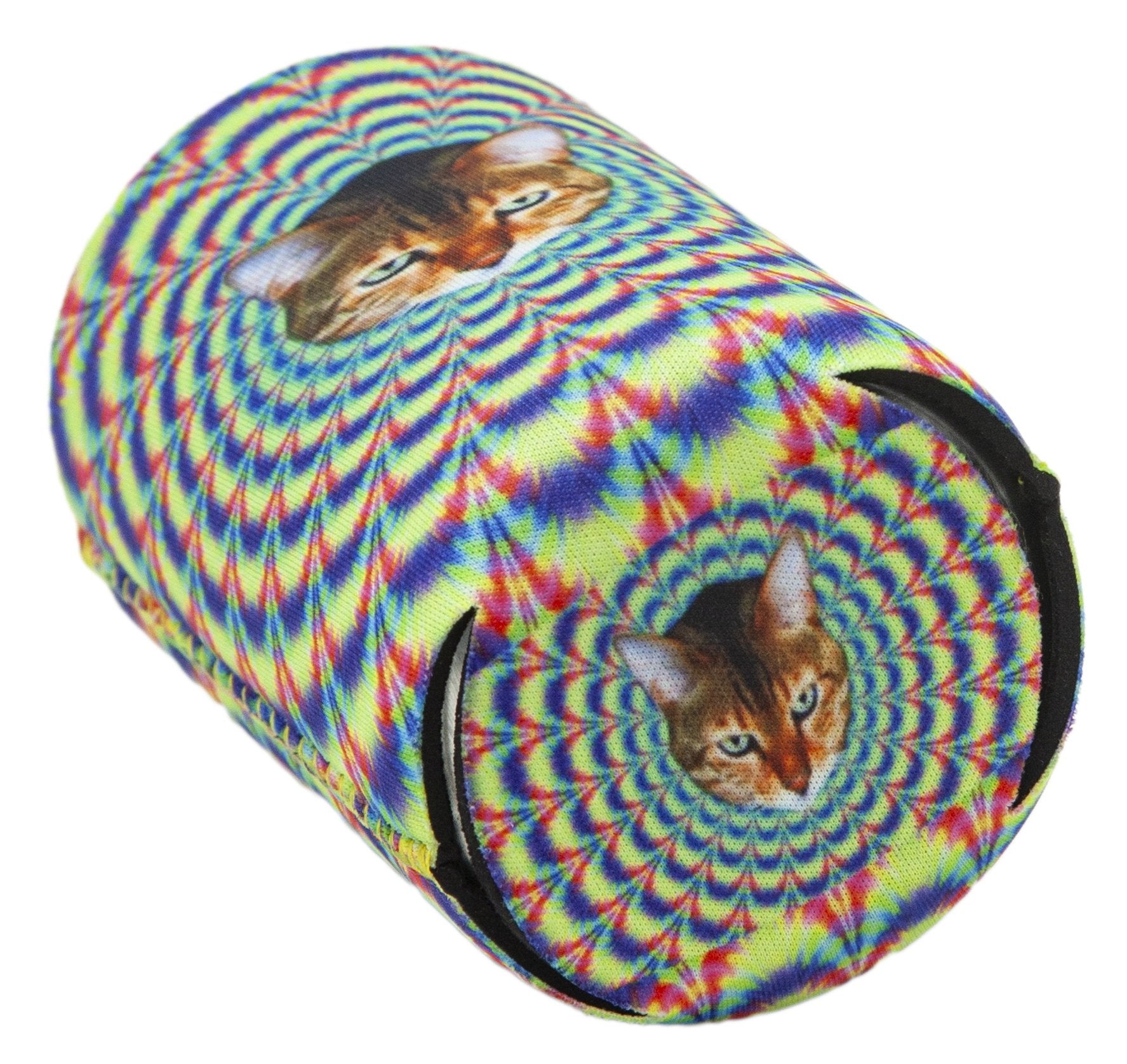 Funny Guy Mugs Psychedelic Cat Collapsible Neoprene Can Coolie - Drink Cooler