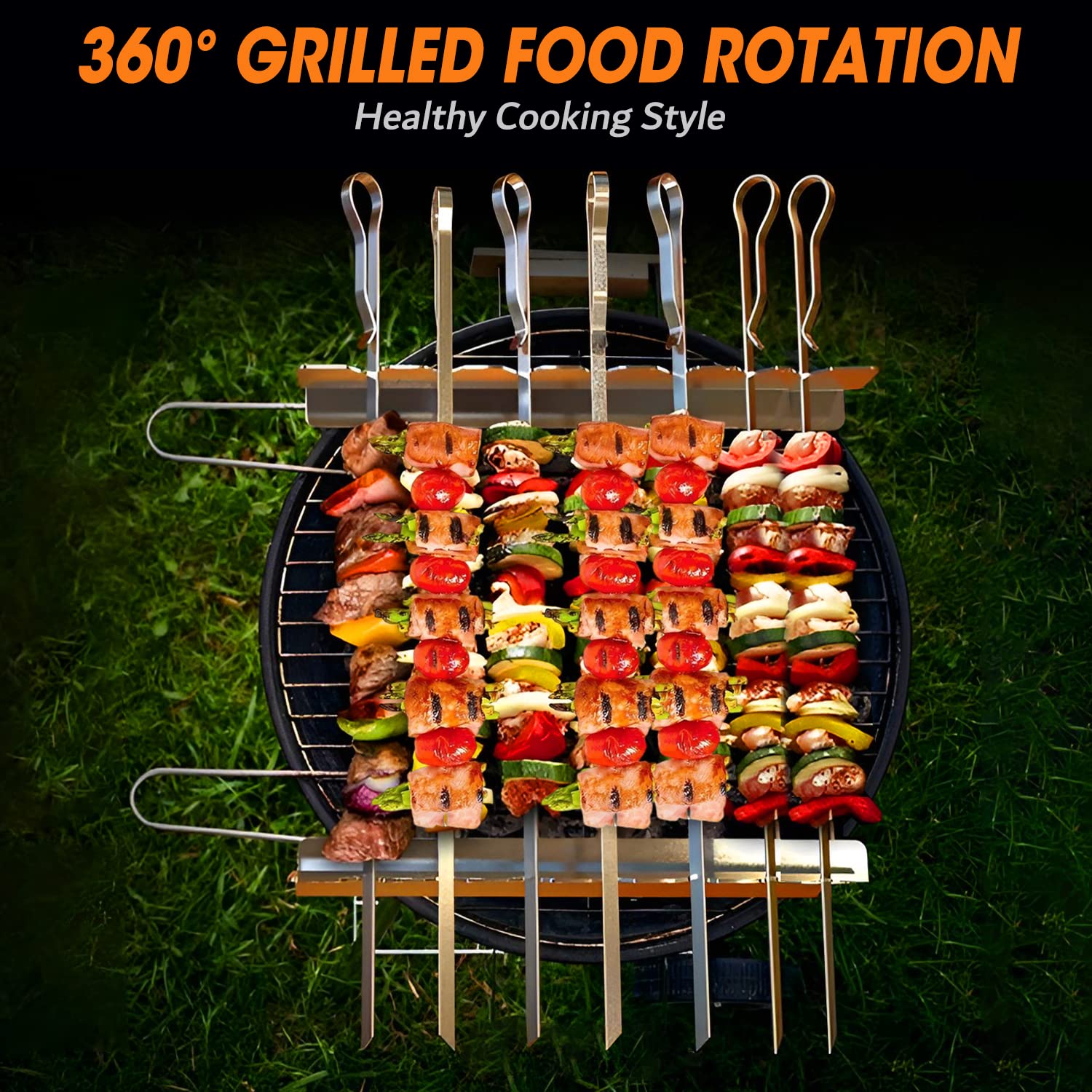 Barbecue Skewer Kabob Rack For Shish Kebab Skewers-Stainless Steel Compatible With Wood Round Steel Flat Or Bamboo Skewers Unive