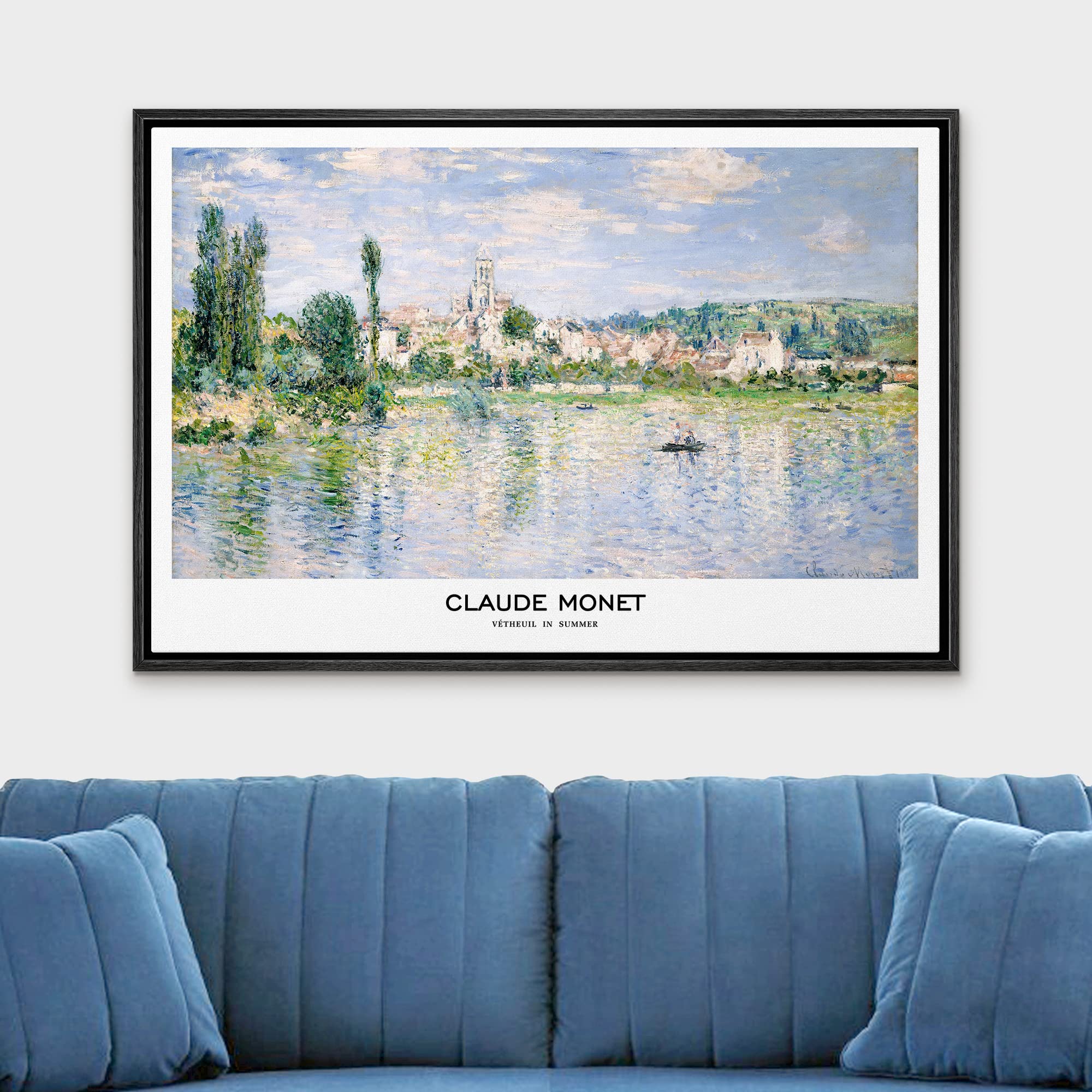 Wall26 Framed Canvas Print Wall Art Vetheuil In Summer By Claude Monet Historic Classical Illustrations Fine Art Decorative Vint