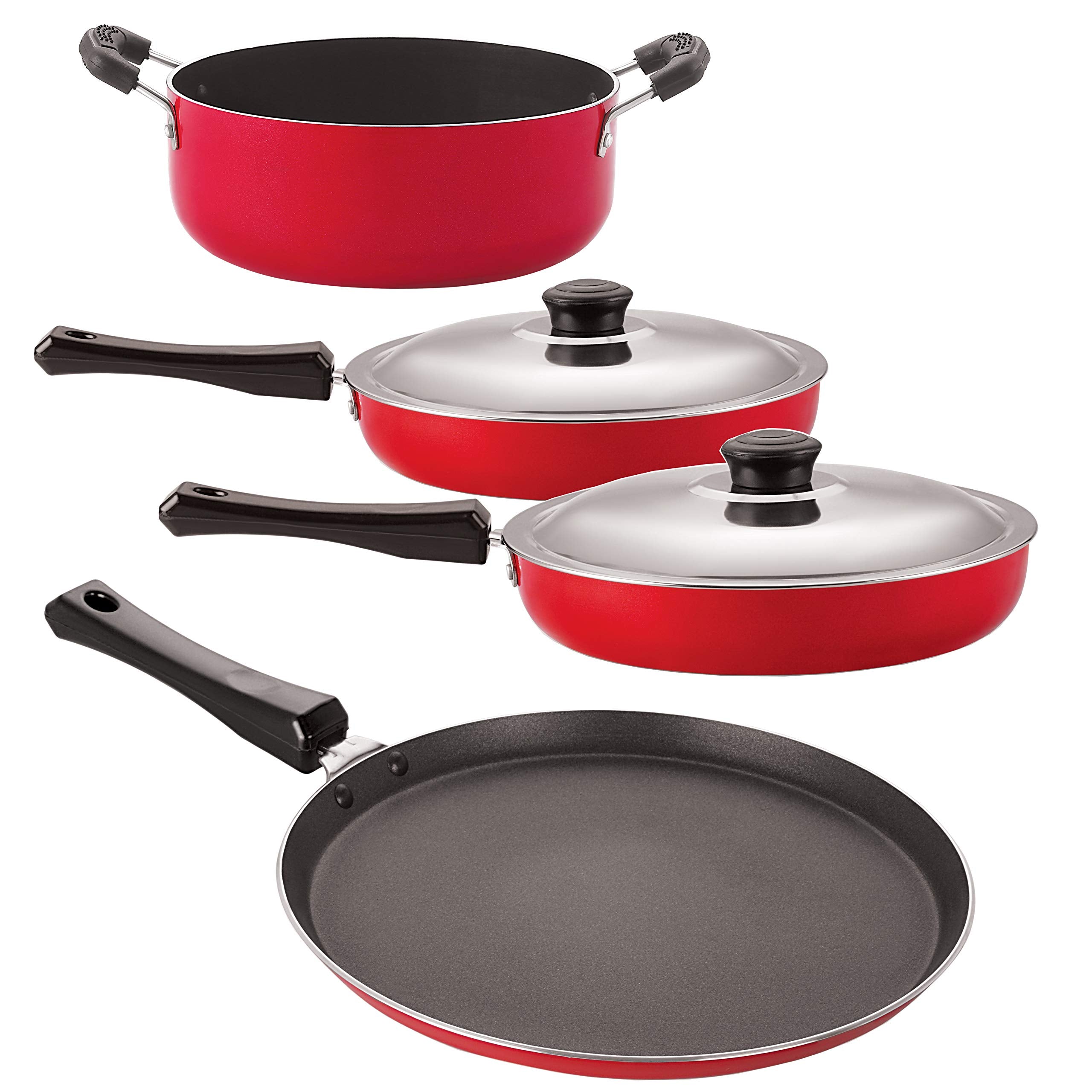 Nirlon 3 Layer NonStick Coated Aluminium Rust Free Cooking Essential Set Offer 4 Piece