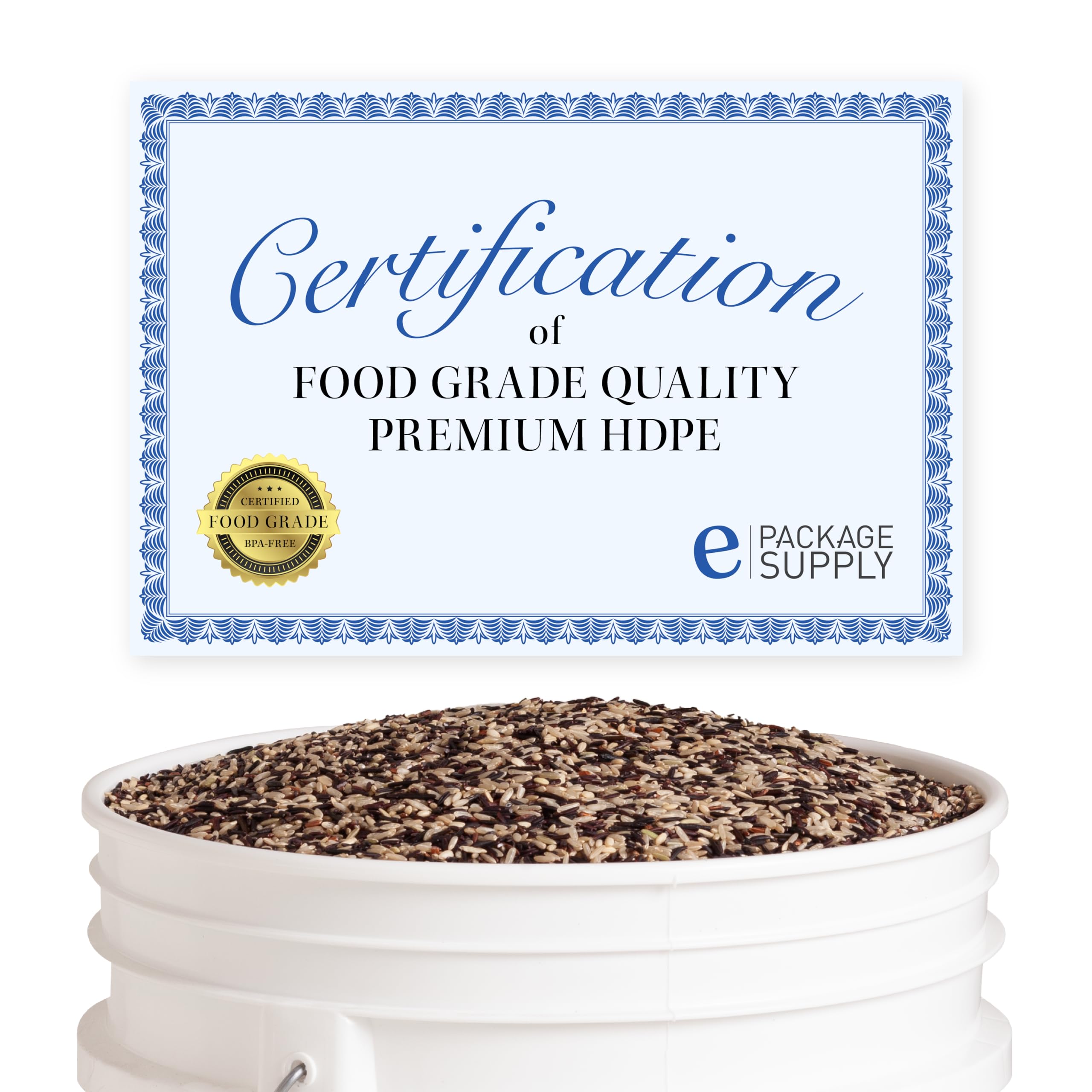 Living Whole Foods, 5 Gallon White Bucket & Lid - Durable 90 Mil All Purpose Pail - Food Grade - Bpa Free Plastic (5 Gal. W/Lids