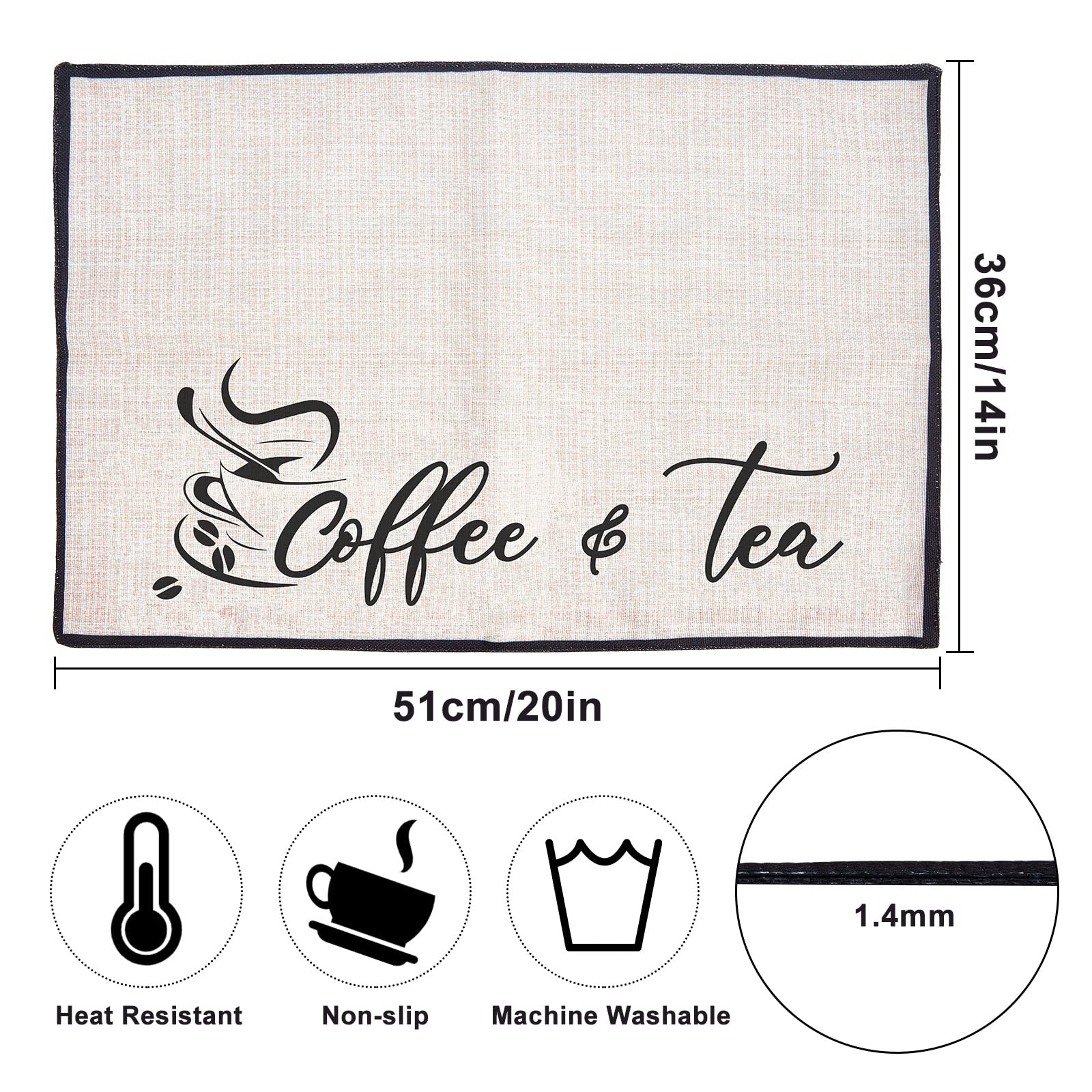 Craspire Coffee Bar Mat 2Pcs Coffee Maker Mat For Coffee Machine, 20   X 14    Burlap Placemat With Fabric Backing Coffee Mat Co