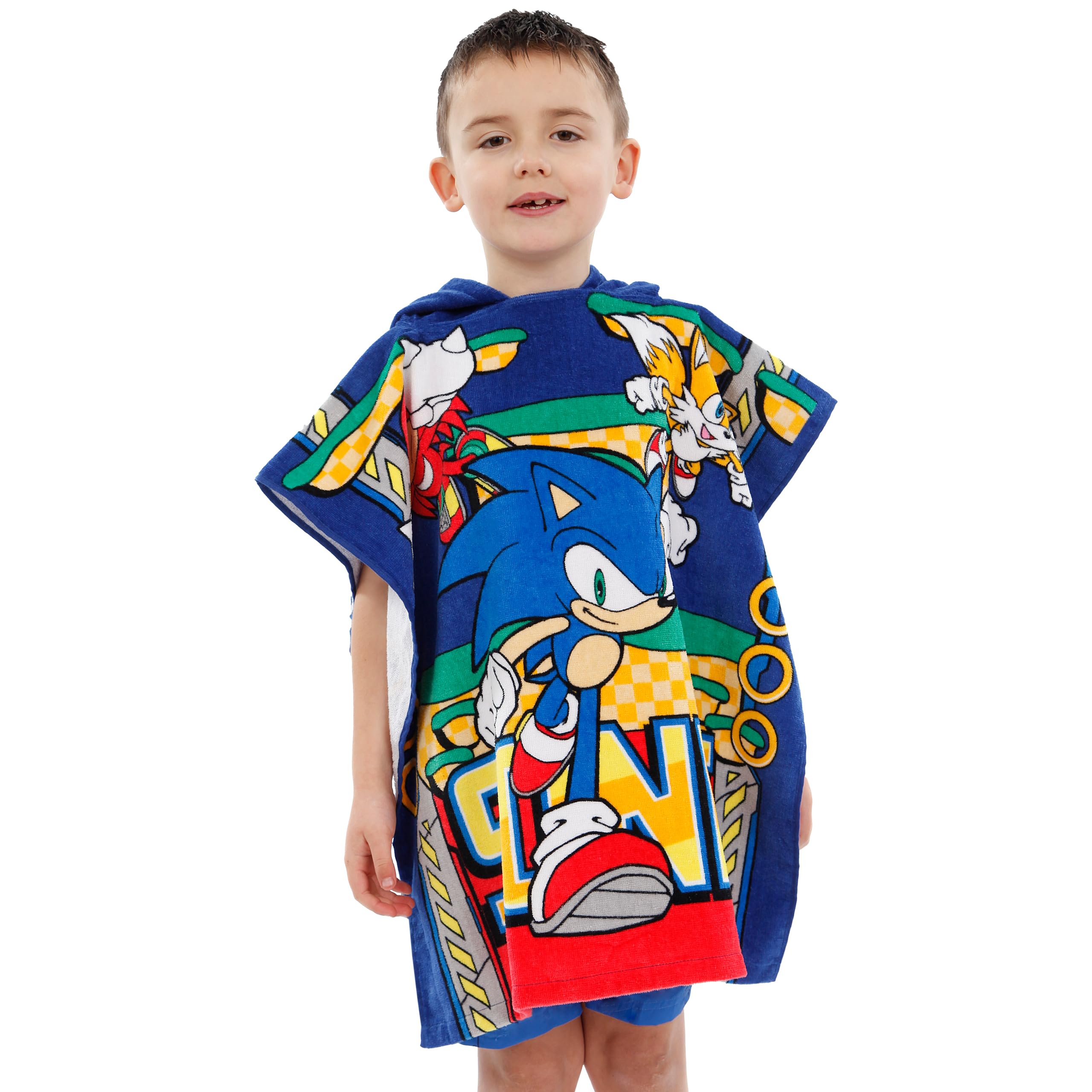 Sonic The Hedgehog Towel Poncho | Boys Beach Towel | Gaming Hooded Towel For Boys | Cotton Bath Towel | One Size Blue, Sopo3107